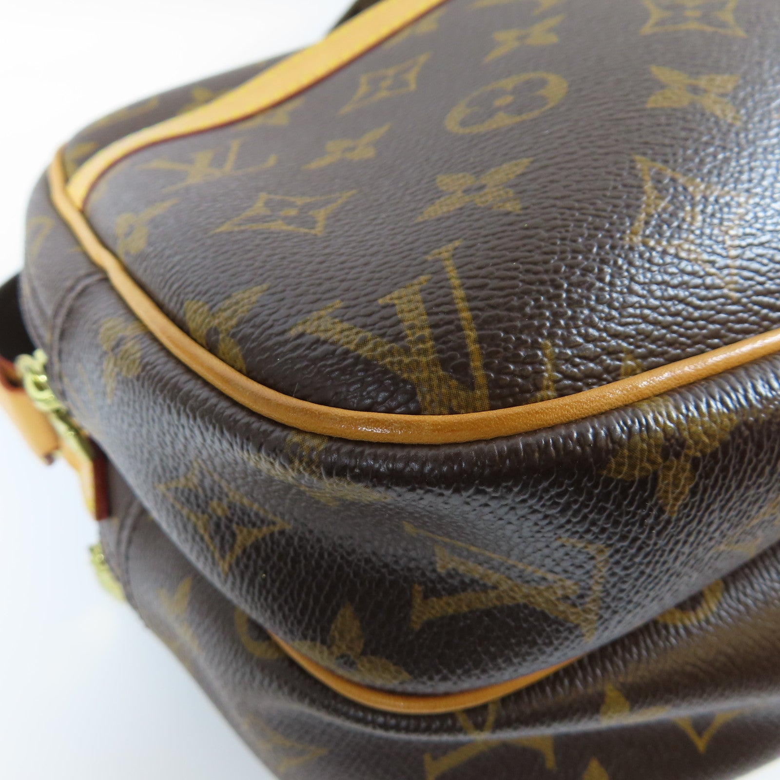 LOUIS VUITTON Monogram Reporter PM金扣肩背袋啡色