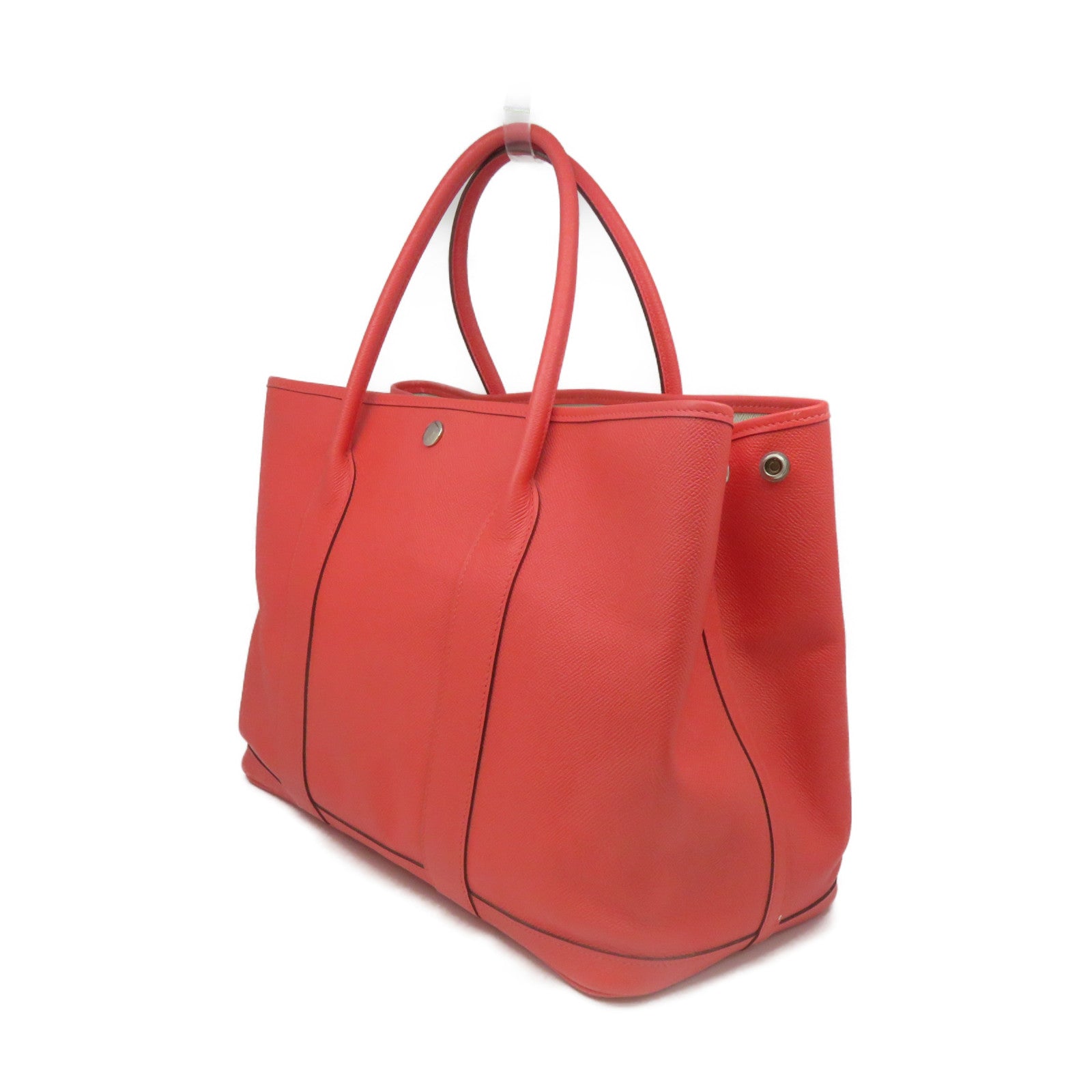 HERMES Epsom Leather Garden Party PM Tote Bag Silver Buckle Handle Bag T5 Pink