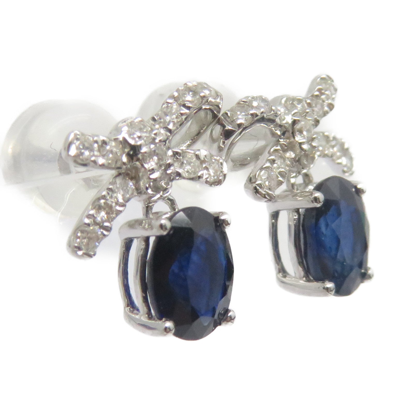 JEWELRY 【激減優惠】18K白金Sapphire Diamond Earrings 0.98ct藍寶石/0.14ct鑽石耳環