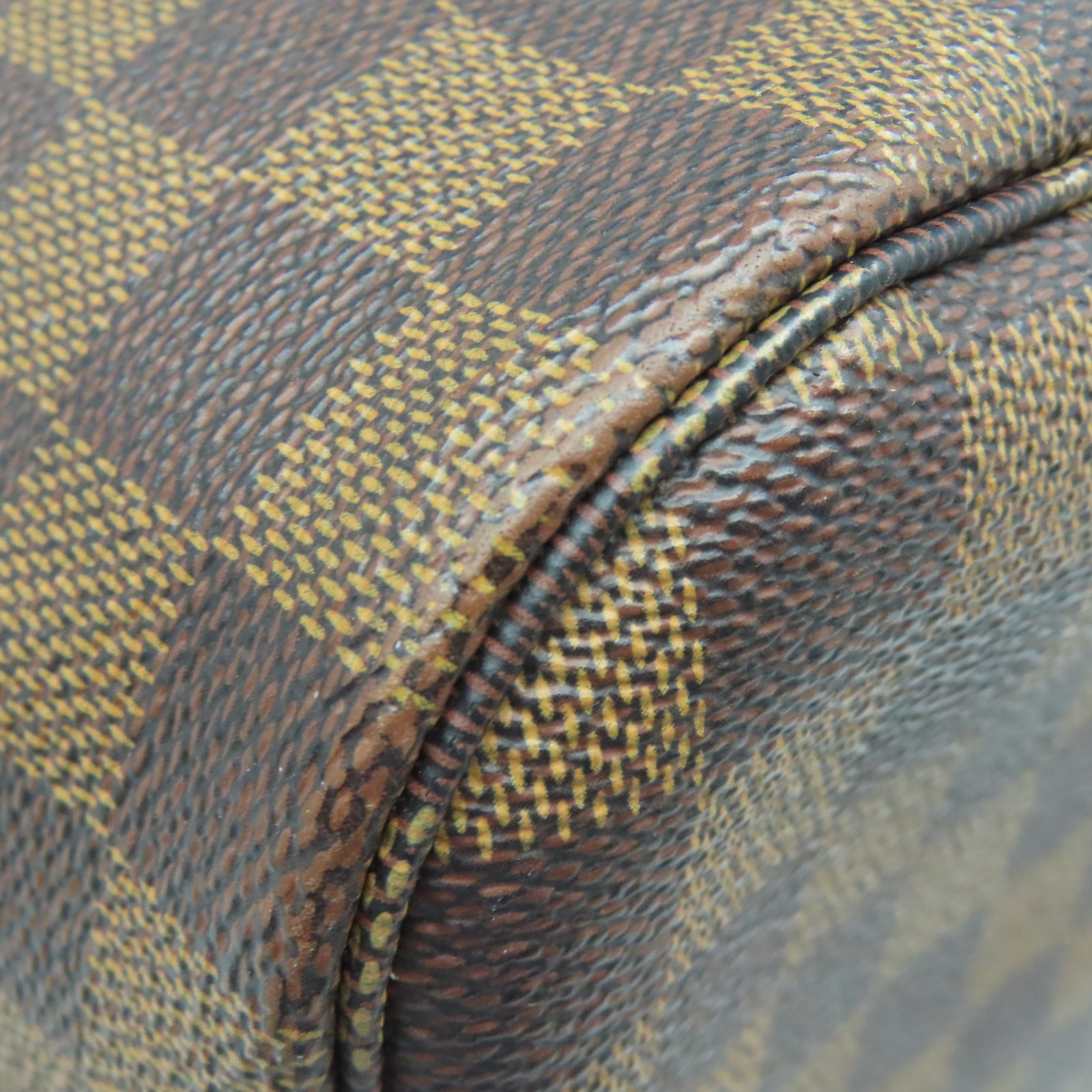 LOUIS VUITTON Damier Neverfull MM金扣手挽袋棕色