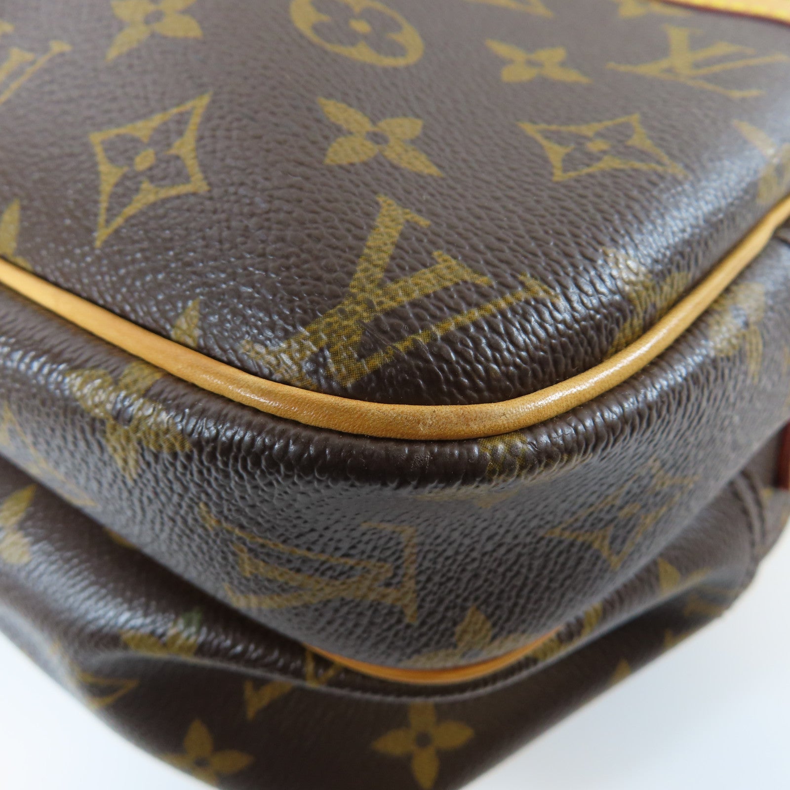 LOUIS VUITTON Monogram Reporter PM金扣肩背袋啡色