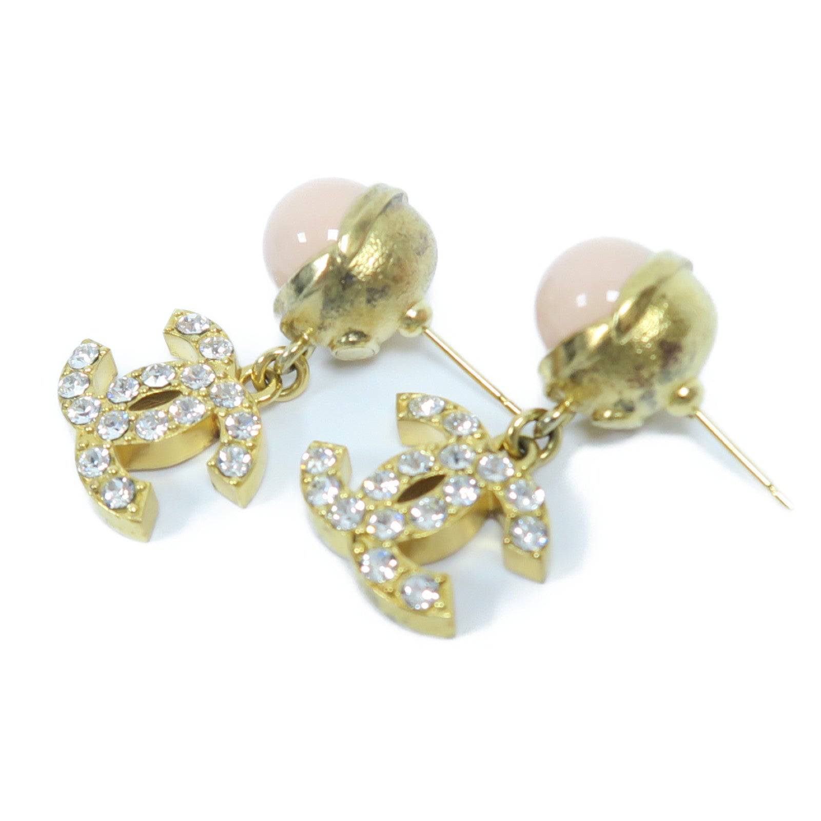 CHANEL 金屬Earrings耳環金色/粉紅色