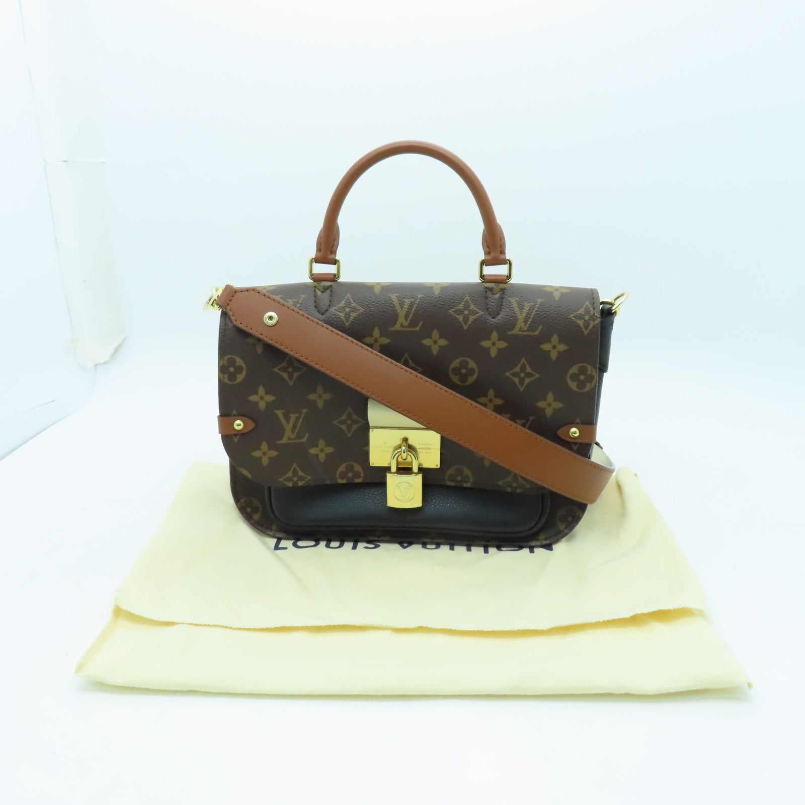 LOUIS VUITTON Monogram Vanguard金扣手挽肩背兩用袋棕色