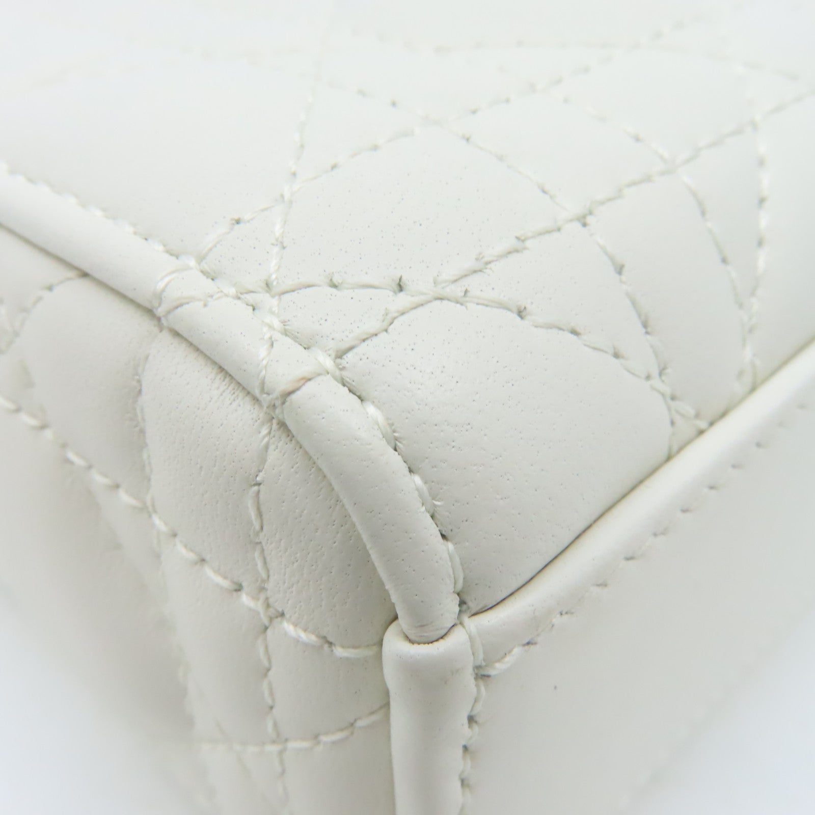 Dior 羊皮皮革Lady D-Joy 2Way Shoulder Bag金扣手挽肩背兩用袋米白色