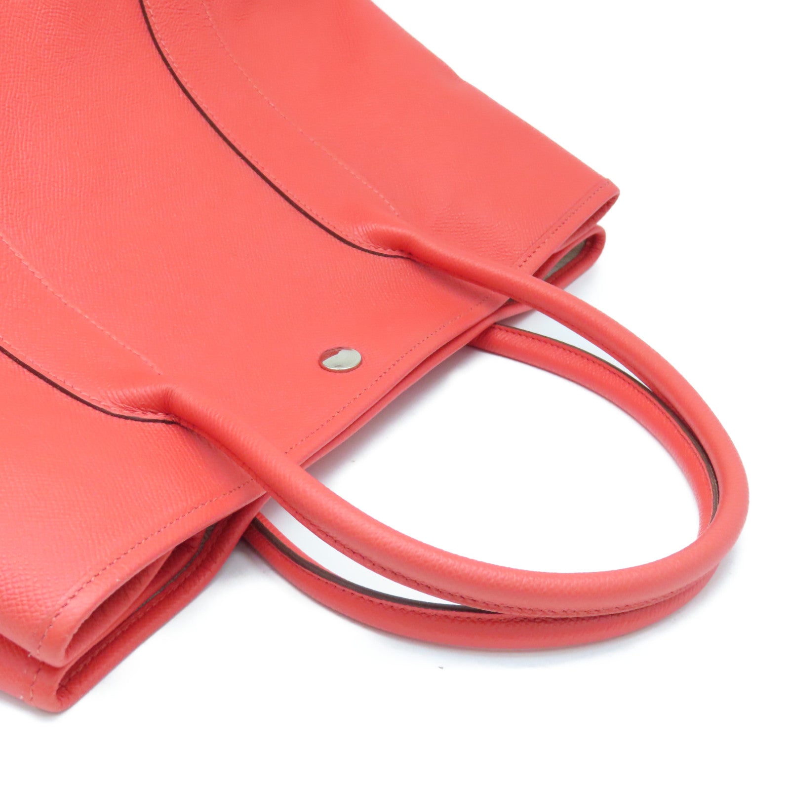HERMES Epsom皮革Garden Party PM銀扣手挽袋Rouge Pivoine粉紅色