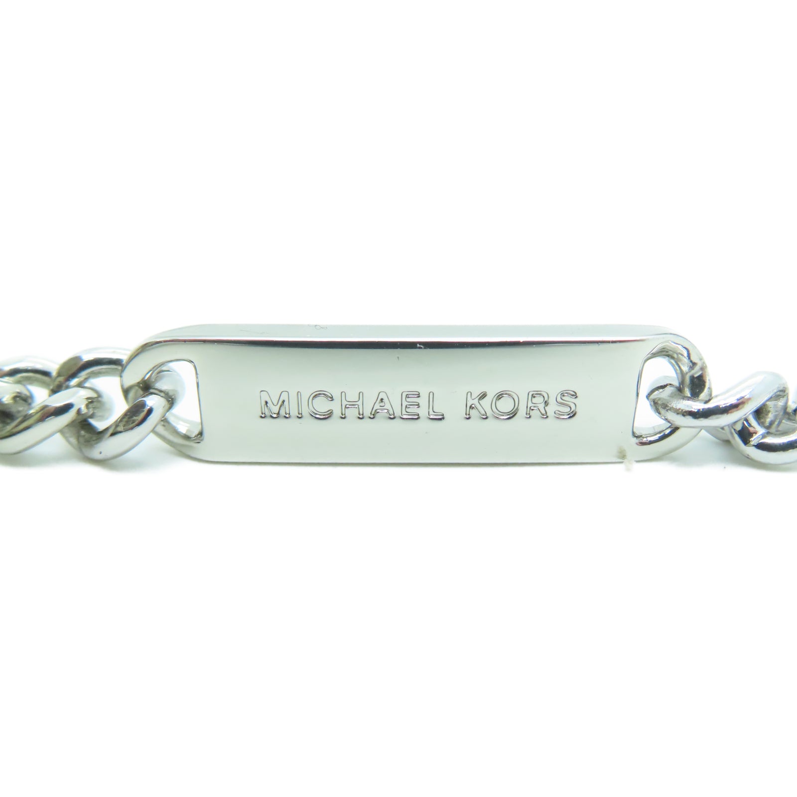 Michael Kors 仿蛇牛皮皮革Chain Shoulder銀扣鏈帶肩背袋白色