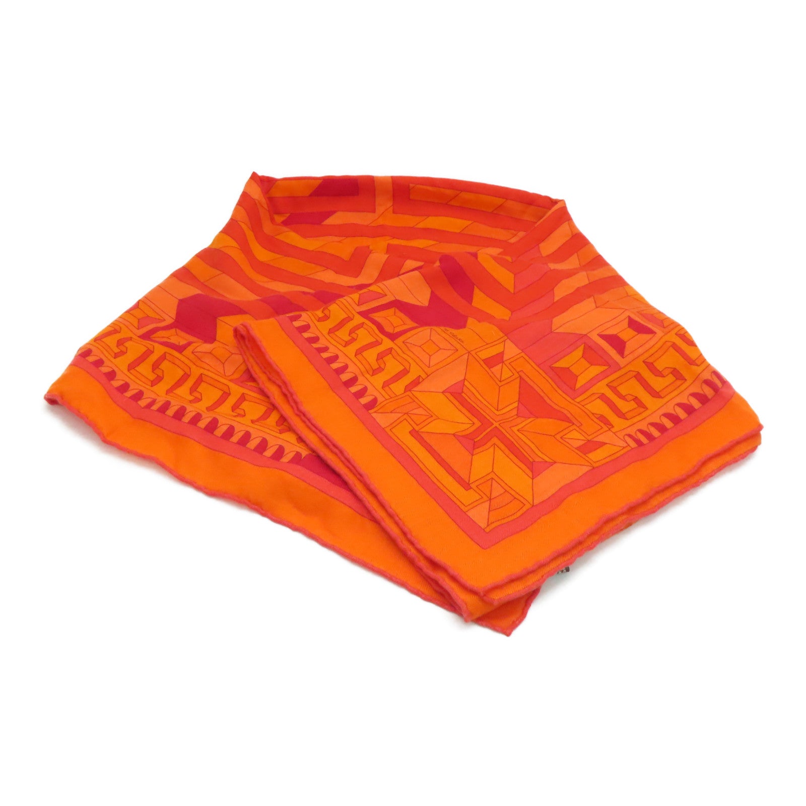HERMES 羊绒丝质Scarf颈巾橙色