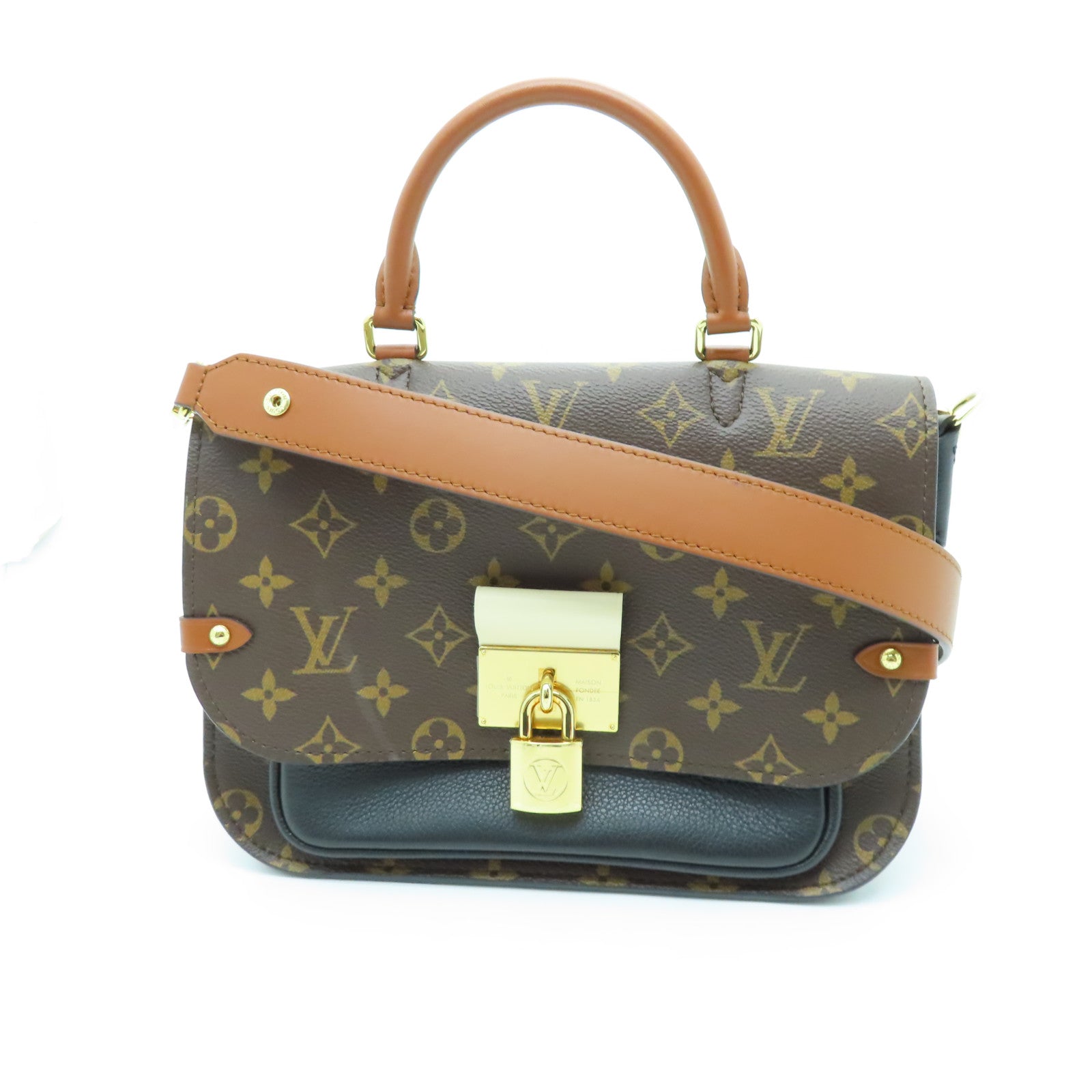 LOUIS VUITTON Monogram Vanguard金扣手挽肩背兩用袋棕色
