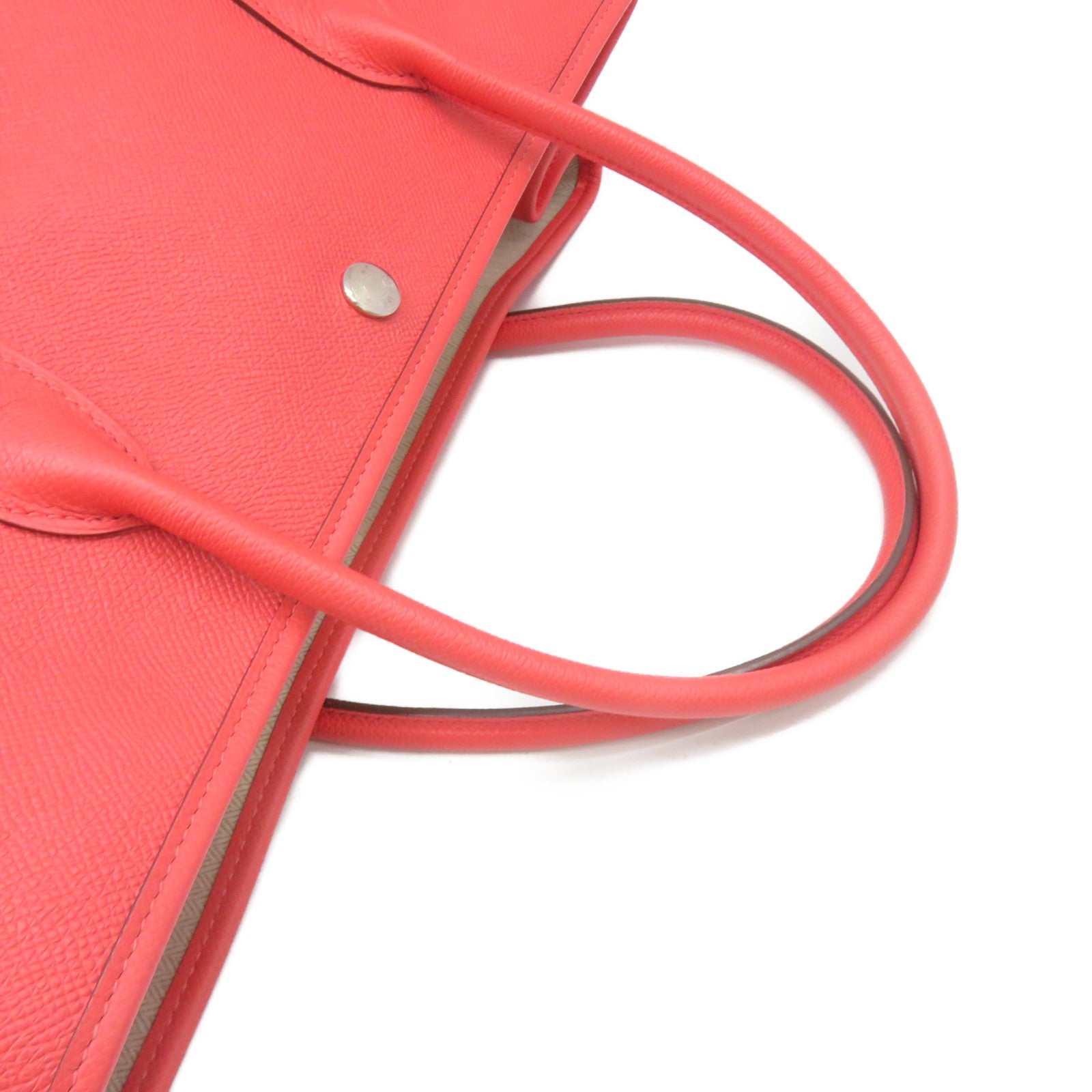 HERMES Epsom Leather Garden Party PM Tote Bag Silver Buckle Handle Bag T5 Pink
