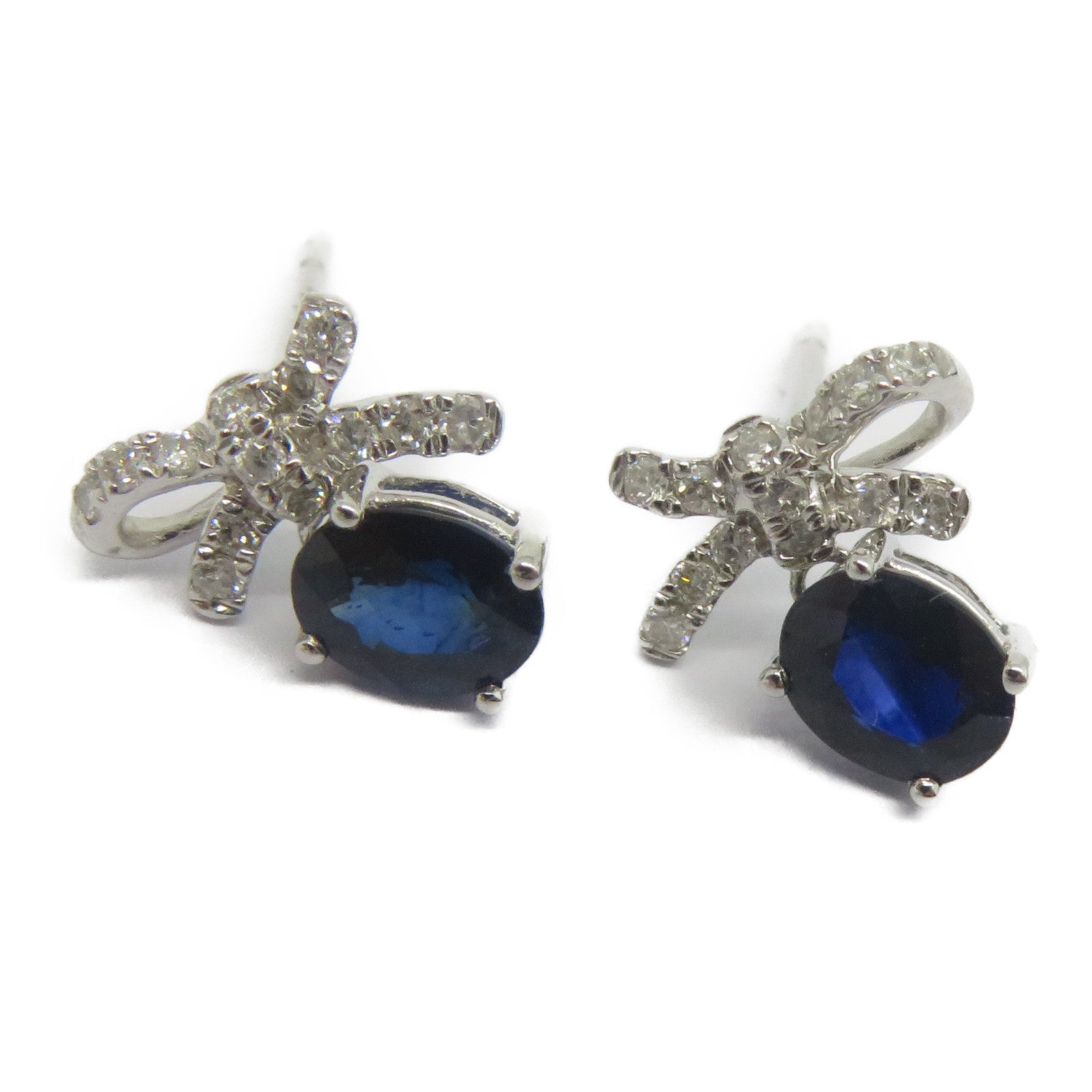 JEWELRY 【激減優惠】18K白金Sapphire Diamond Earrings 0.98ct藍寶石/0.14ct鑽石耳環