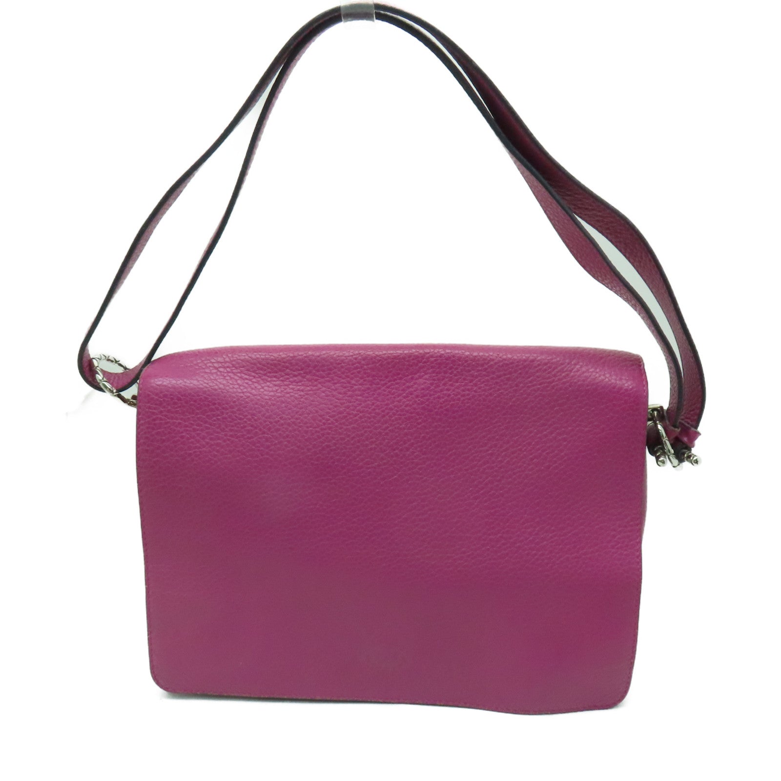 LOEWE 【激減優惠】牛皮皮革Shoulder Bag銀扣肩背袋紫紅色