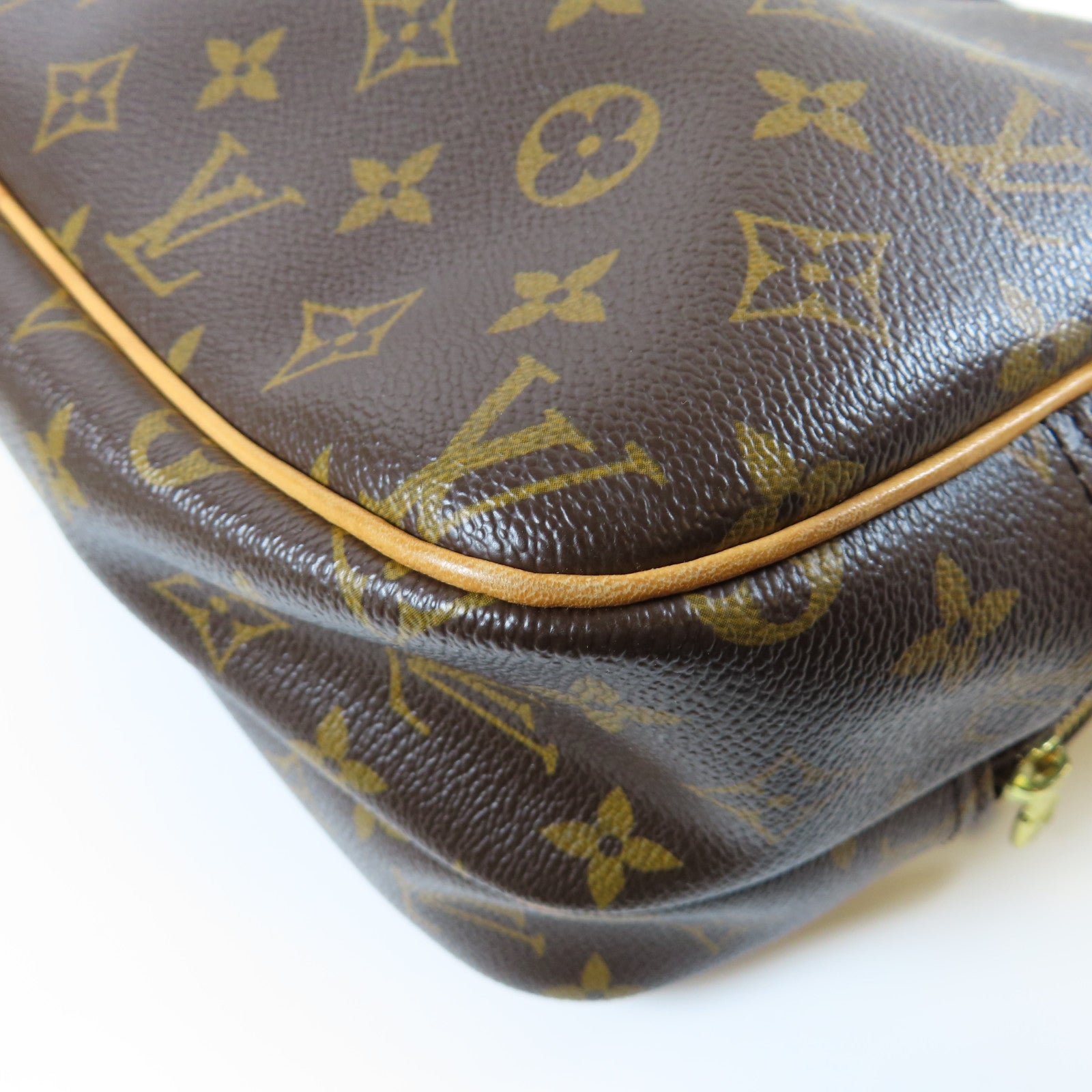 LOUIS VUITTON Monogram Reporter PM金扣肩背袋啡色