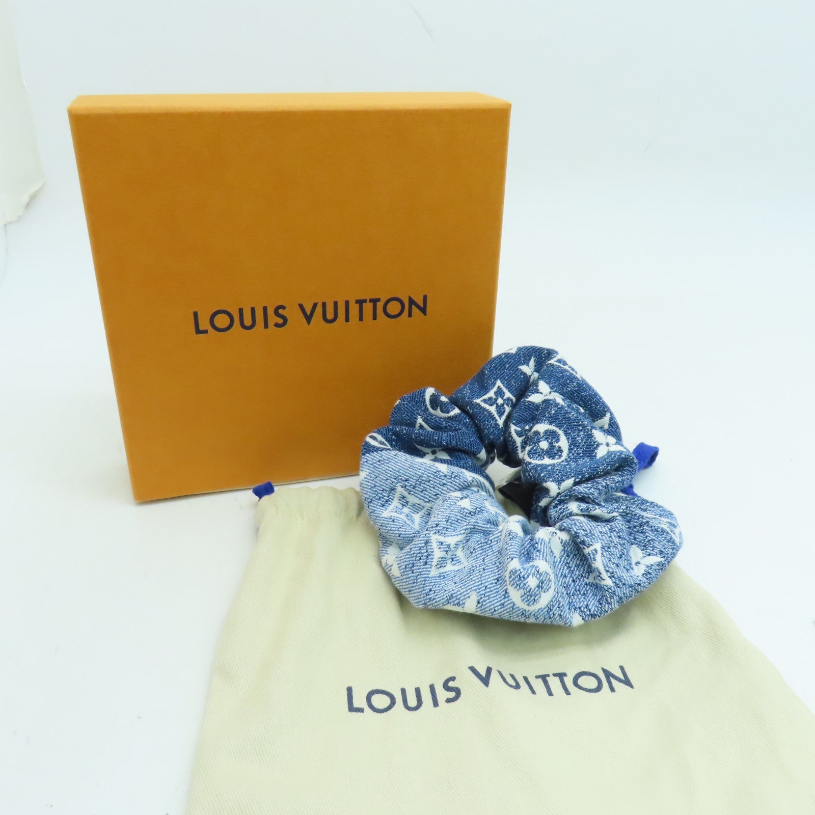LOUIS VUITTON Monogram Denim Scrunchy S00髮飾藍色