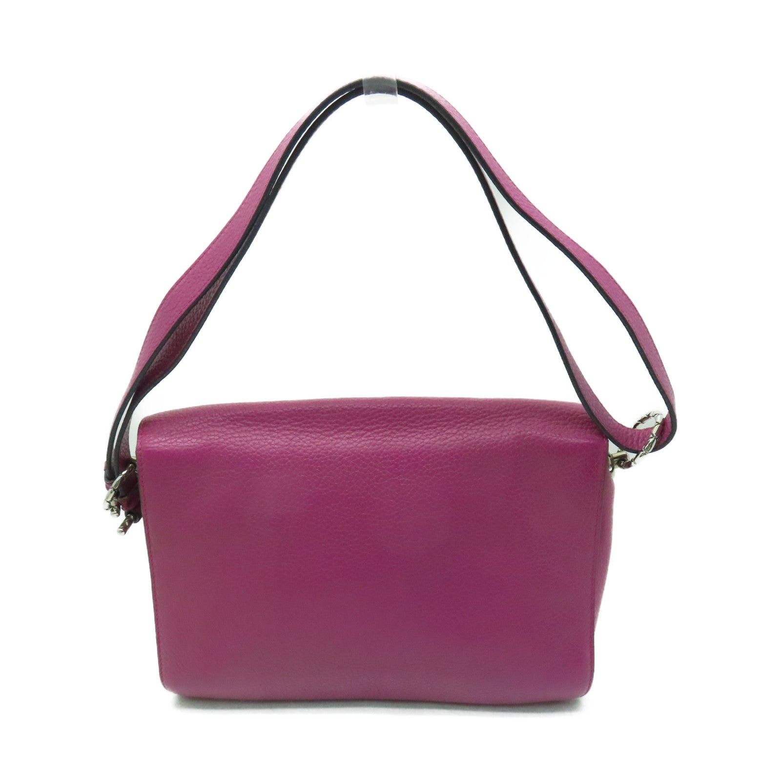 LOEWE 【激減優惠】牛皮皮革Shoulder Bag銀扣肩背袋紫紅色