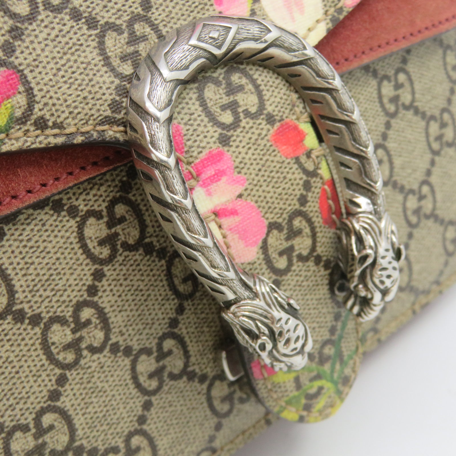 GUCCI 塗層帆布Dionysus GG Shoulder Bag鏈帶肩背帶啡色/酒紅色