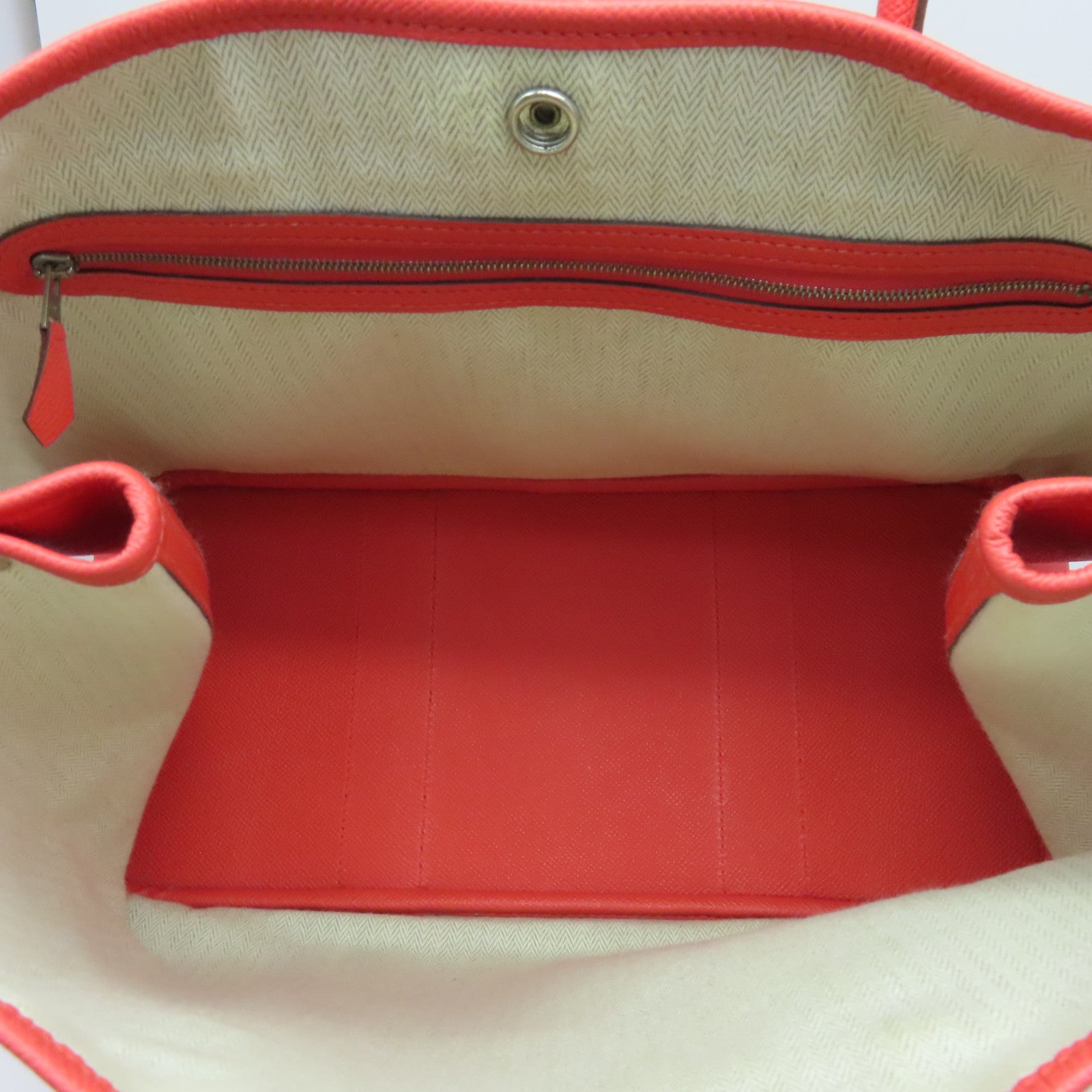 HERMES Epsom皮革Garden Party PM銀扣手挽袋Rouge Pivoine粉紅色