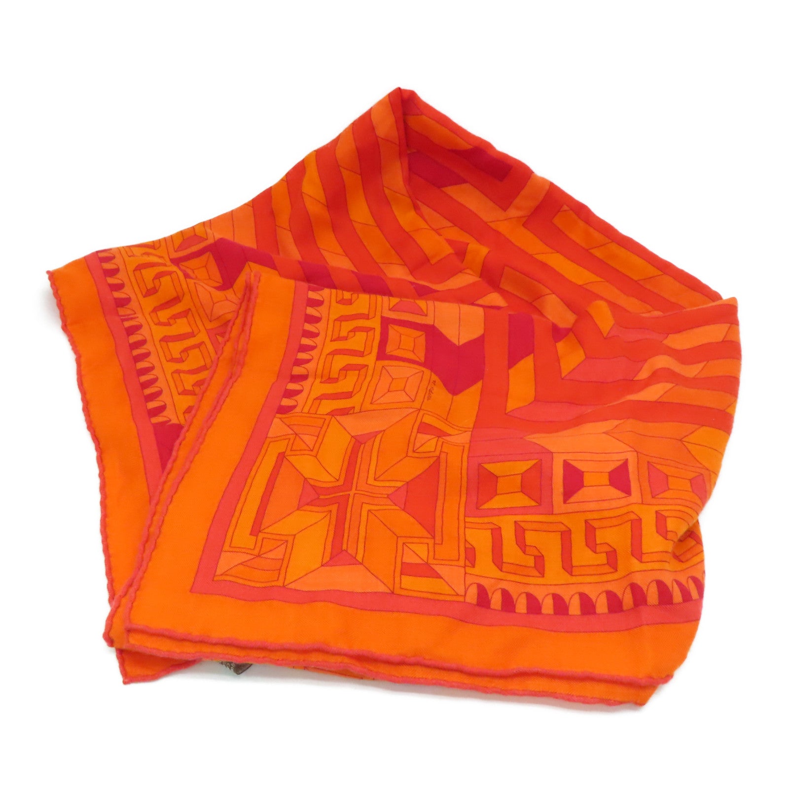 HERMES 羊绒丝质Scarf颈巾橙色