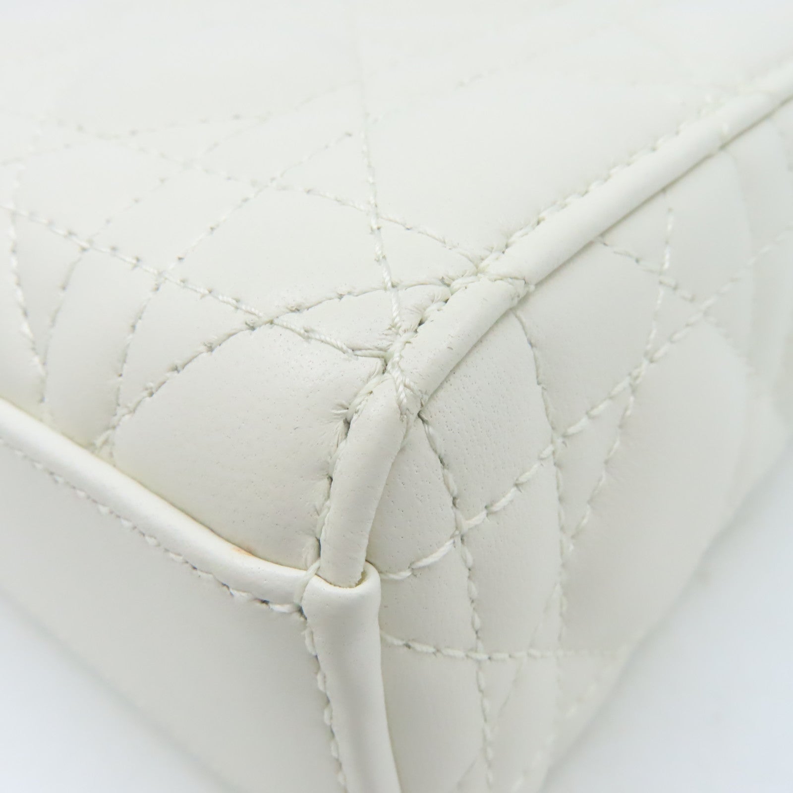 Dior 羊皮皮革Lady D-Joy 2Way Shoulder Bag金扣手挽肩背兩用袋米白色