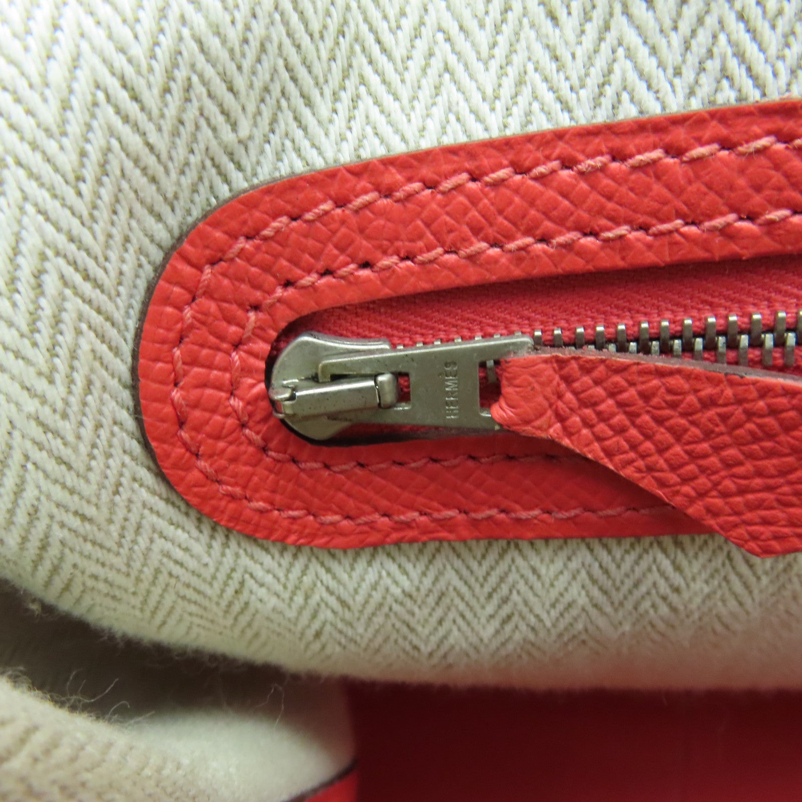 HERMES Epsom皮革Garden Party PM銀扣手挽袋Rouge Pivoine粉紅色