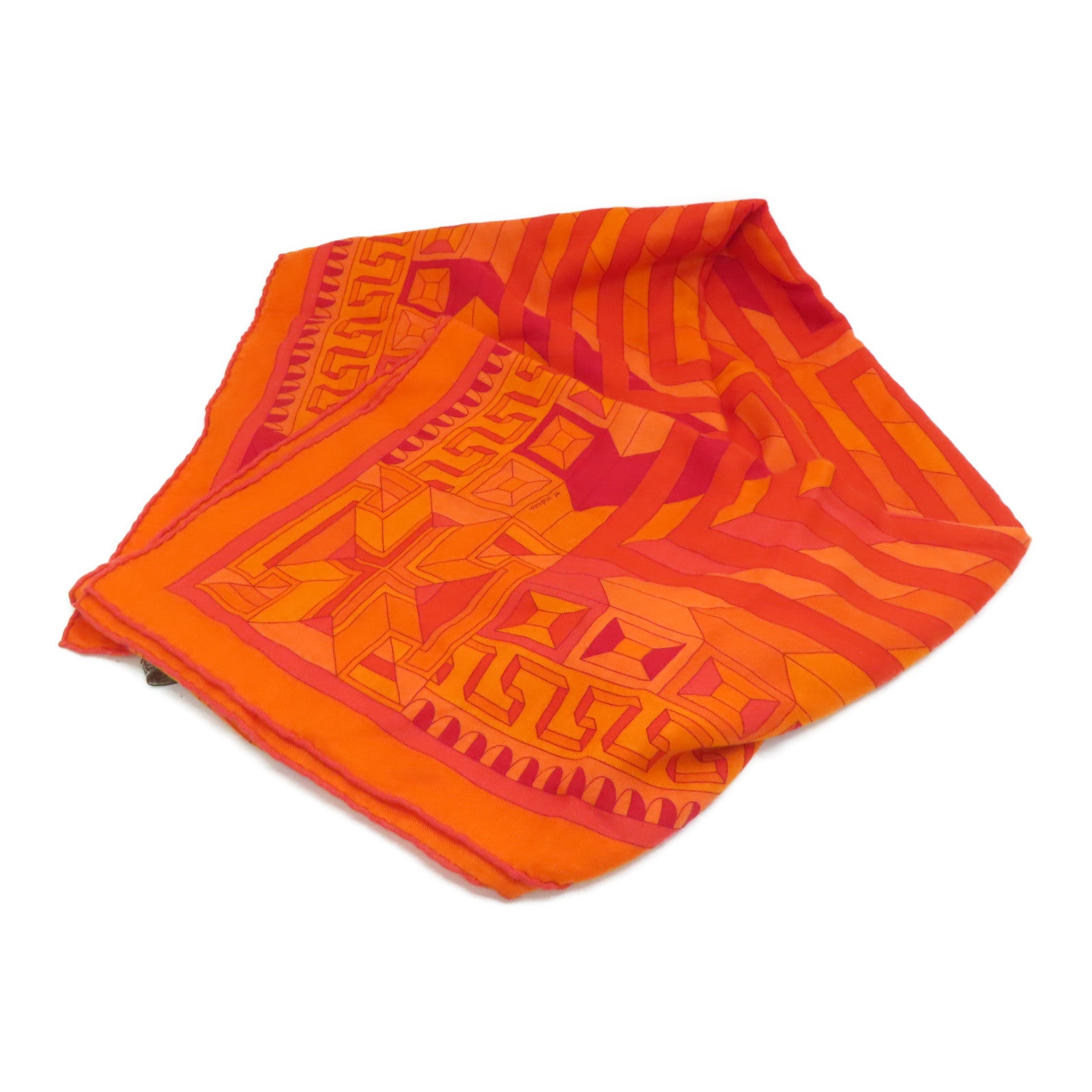 HERMES 羊绒丝质Scarf颈巾橙色