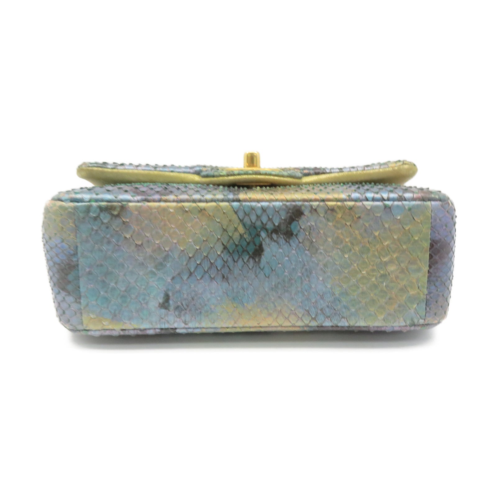 CHANEL 【激減優惠】蛇皮皮革Chain Shoulder Bag金扣鏈帶肩背袋藍色/金色