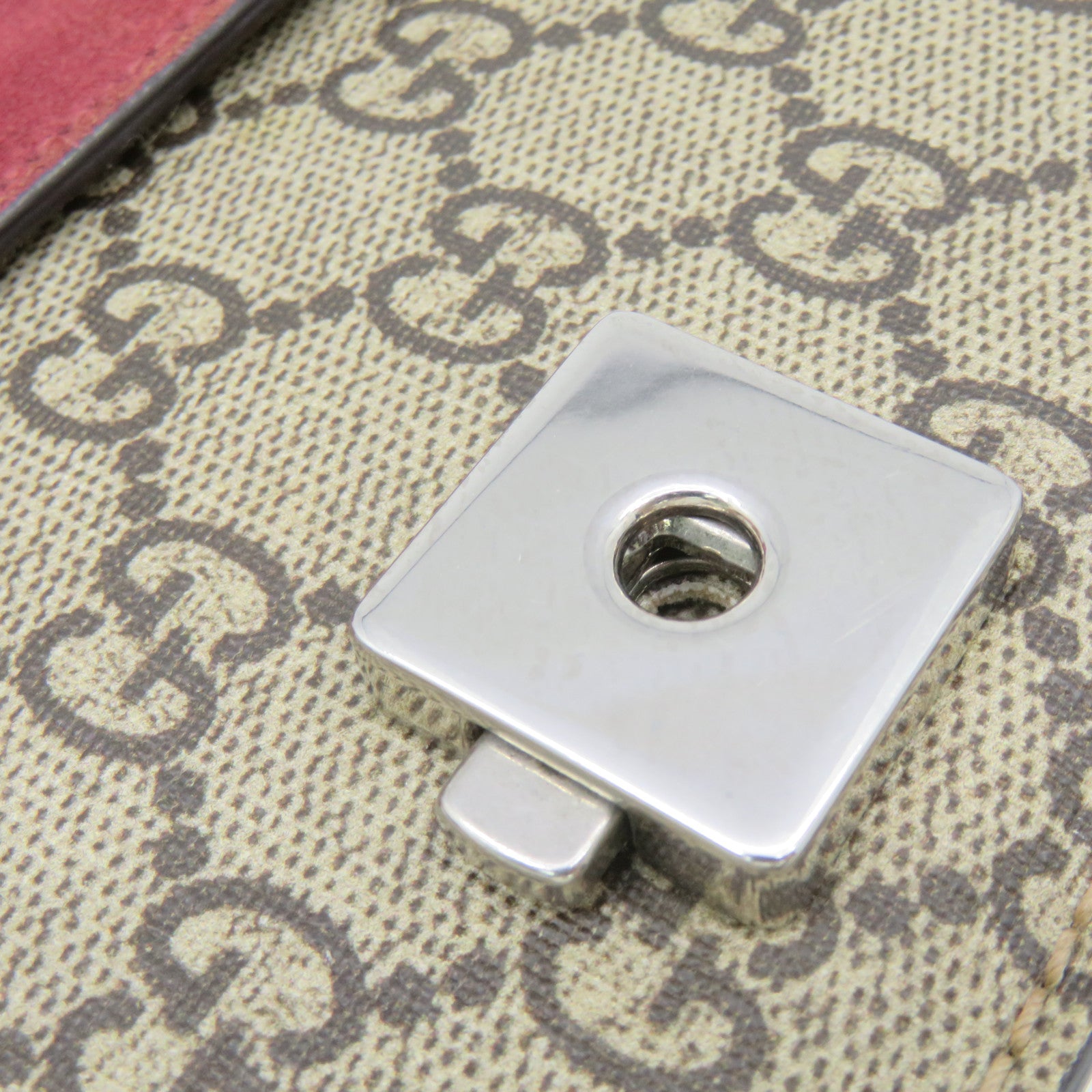 GUCCI 塗層帆布Dionysus GG Shoulder Bag鏈帶肩背帶啡色/酒紅色