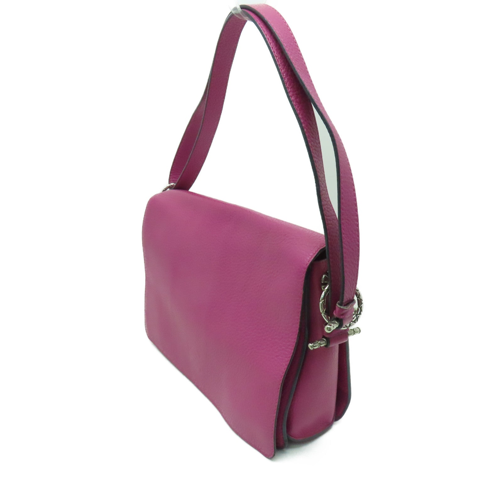 LOEWE 【激減優惠】牛皮皮革Shoulder Bag銀扣肩背袋紫紅色
