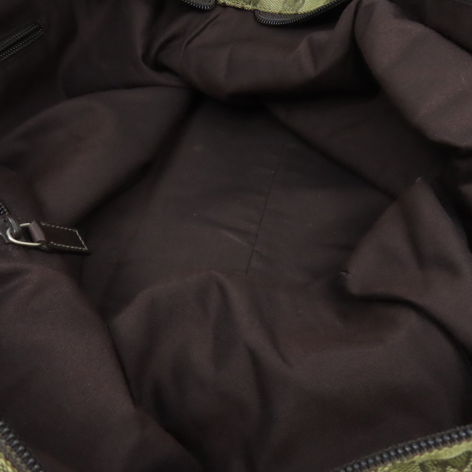GUCCI 帆布Totebag金扣手挽袋啡色/綠色