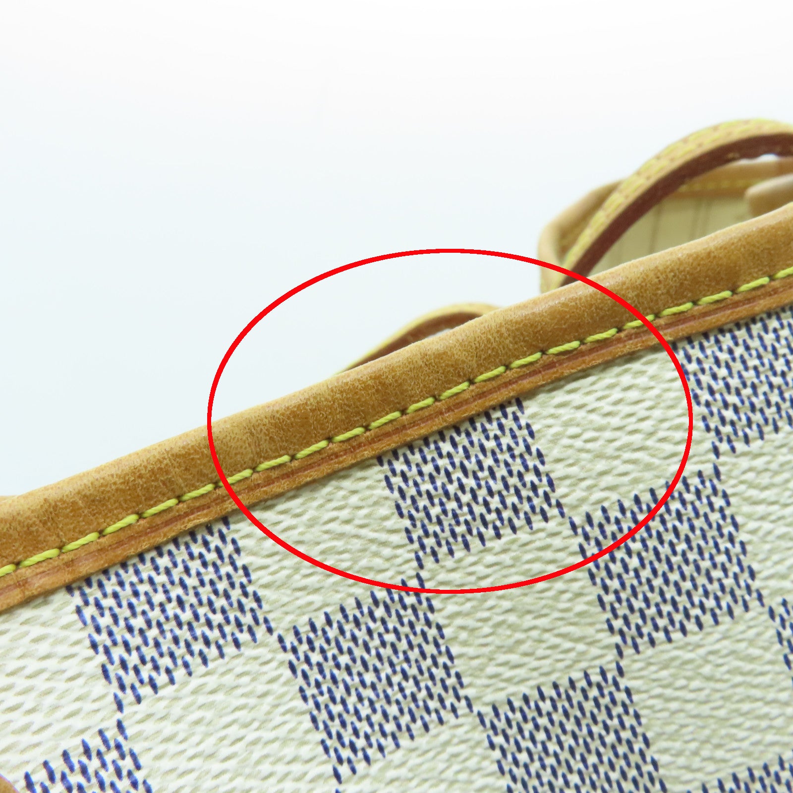 LOUIS VUITTON Damier Azur Neverfull MM金扣手挽袋白色