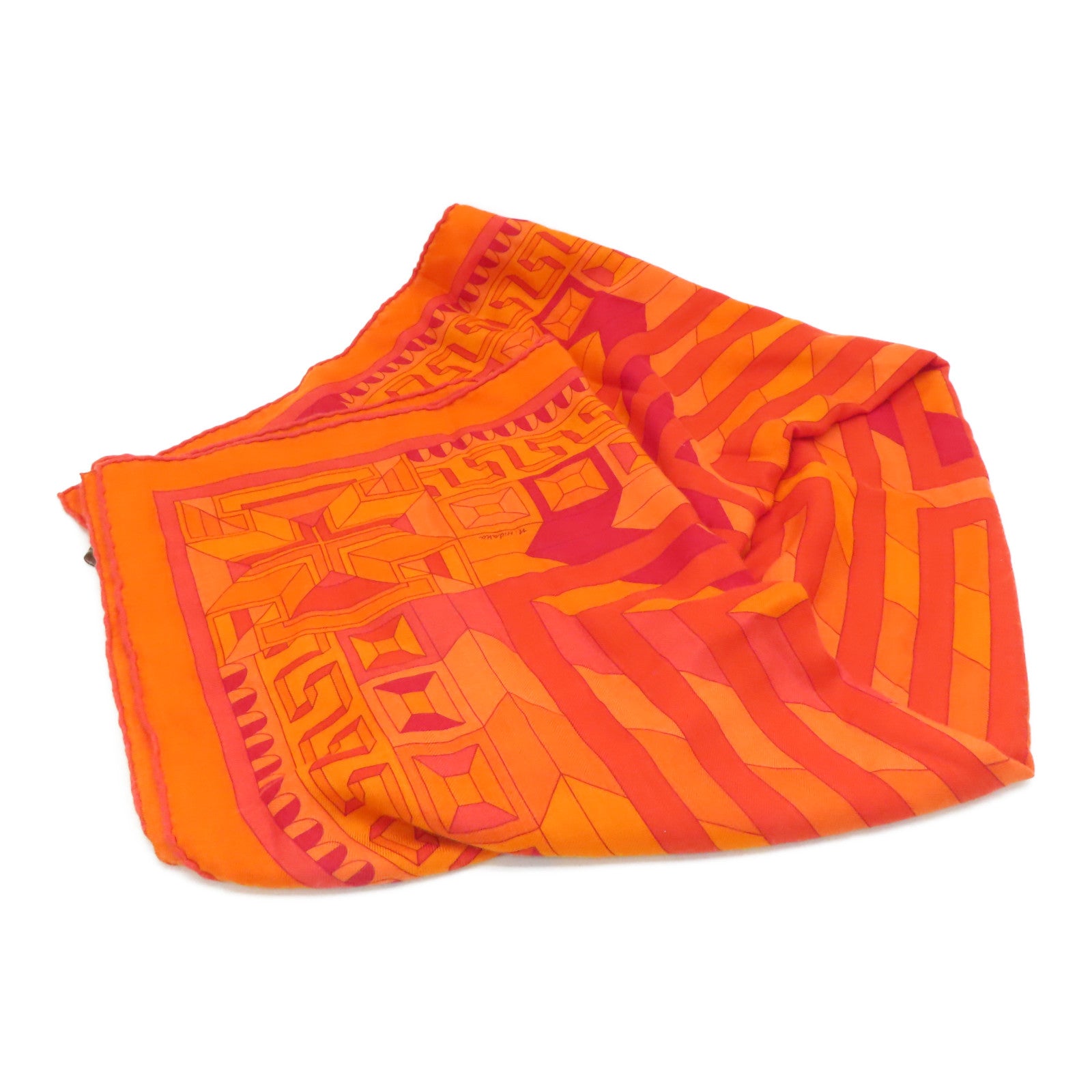 HERMES 羊绒丝质Scarf颈巾橙色