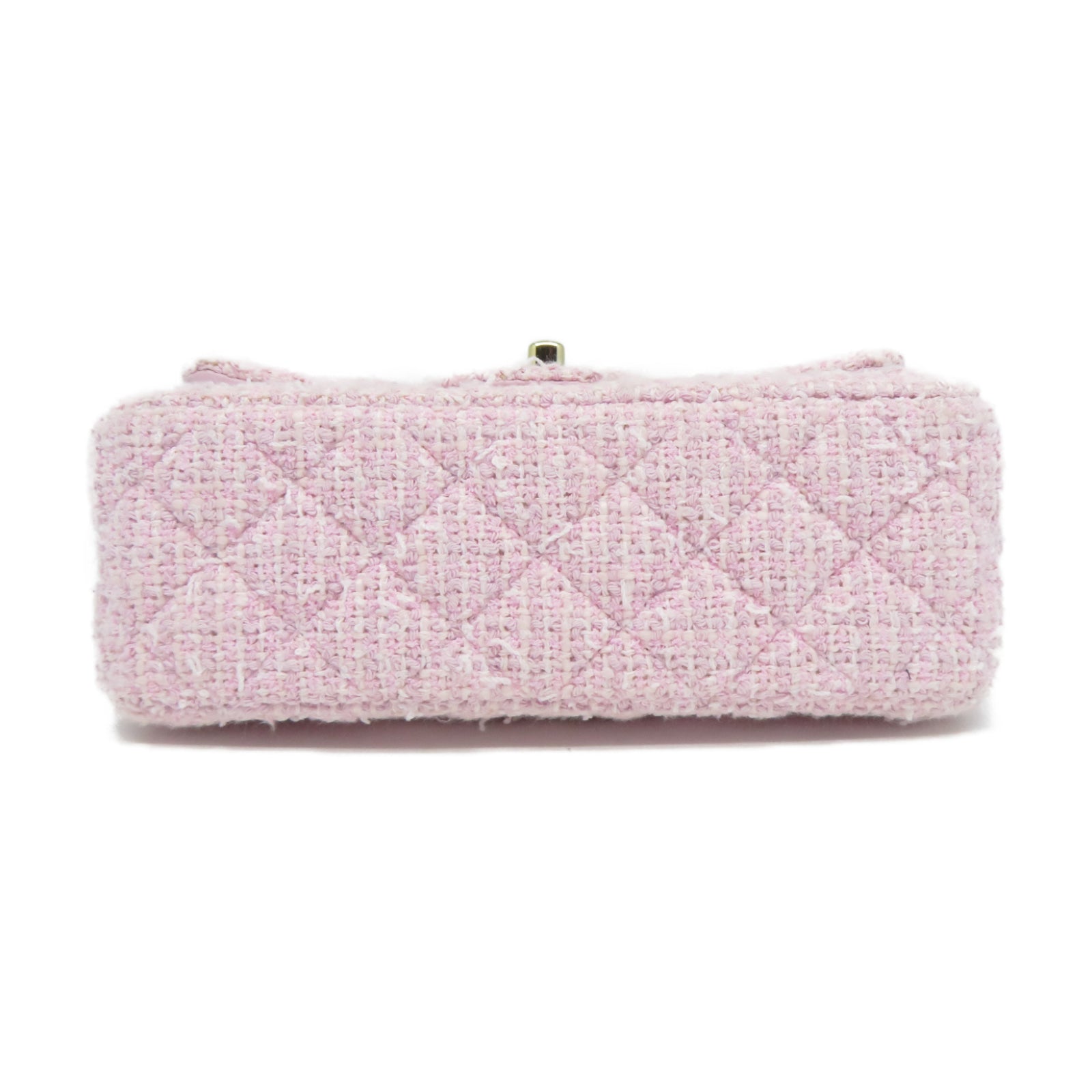 CHANEL 菱格粗花呢Classic 20cm金扣鏈帶肩背袋粉紅色