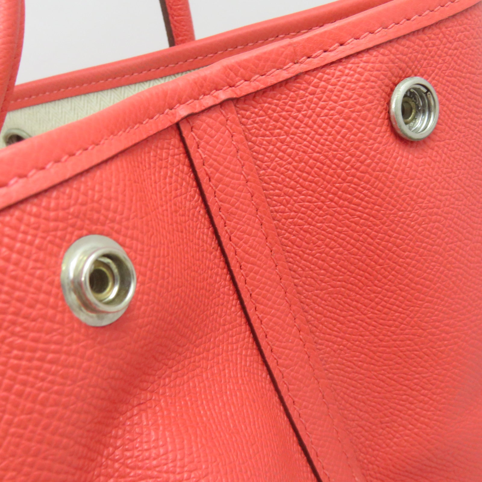 HERMES Epsom Leather Garden Party PM Tote Bag Silver Buckle Handle Bag T5 Pink