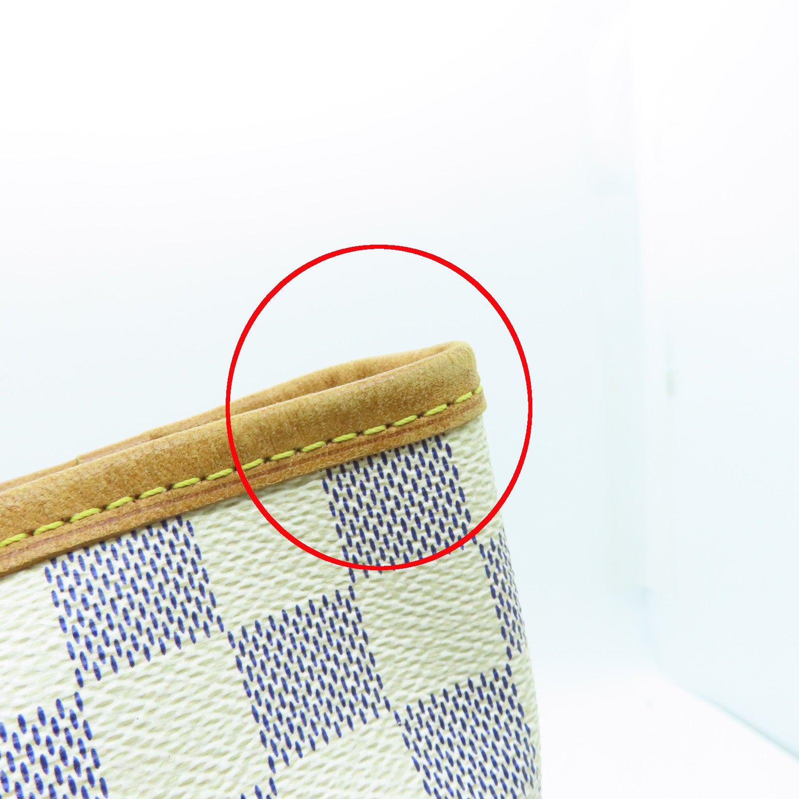 LOUIS VUITTON Damier Azur Neverfull MM金扣手挽袋白色
