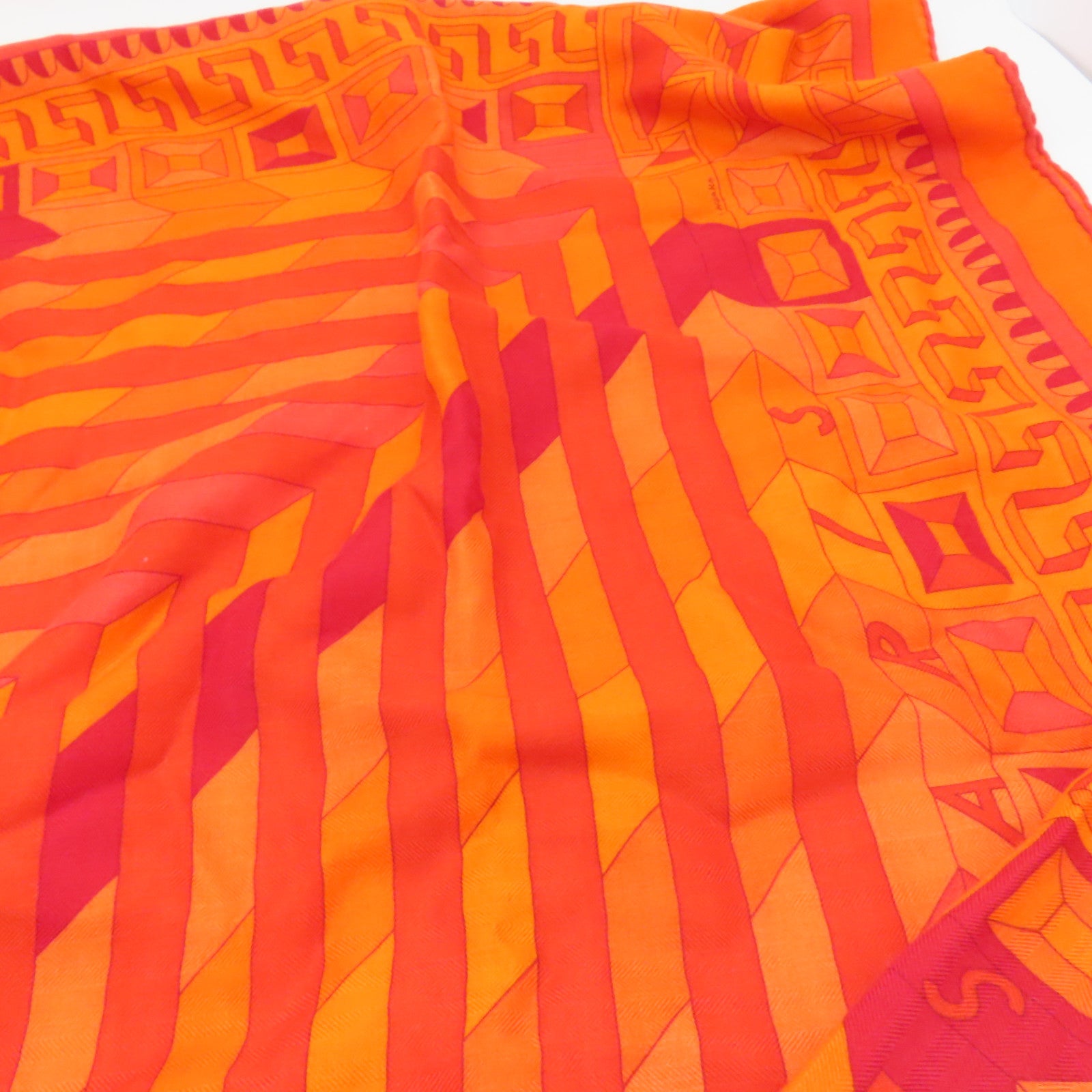 HERMES 羊绒丝质Scarf颈巾橙色