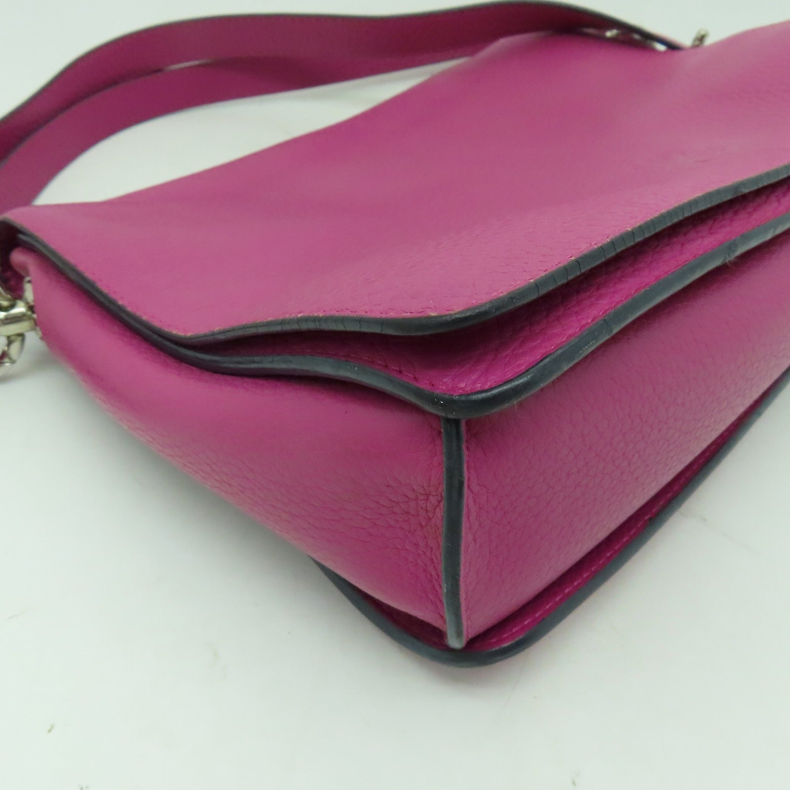 LOEWE 【激減優惠】牛皮皮革Shoulder Bag銀扣肩背袋紫紅色