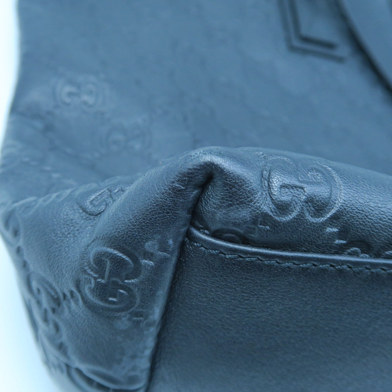 GUCCI 牛皮皮革Tote Bag金扣手挽袋黑色