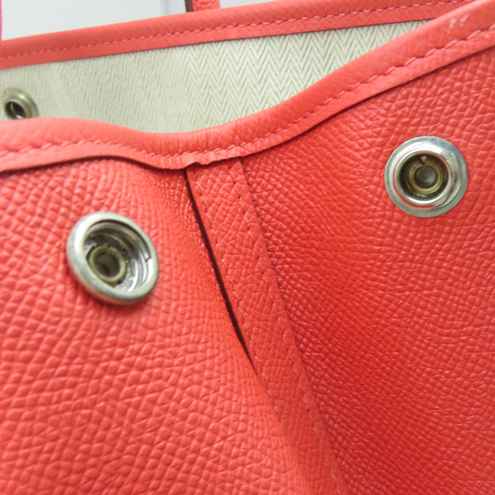 HERMES Epsom Leather Garden Party PM Tote Bag Silver Buckle Handle Bag T5 Pink