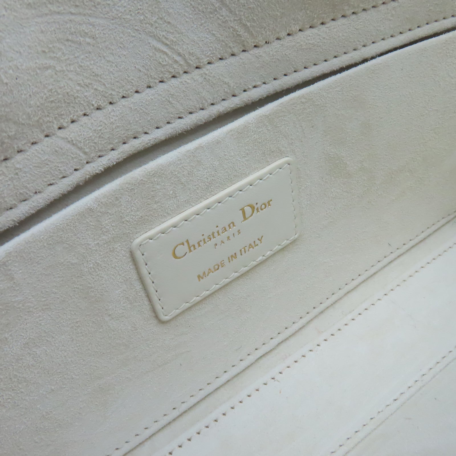 Dior 羊皮皮革Lady D-Joy 2Way Shoulder Bag金扣手挽肩背兩用袋米白色