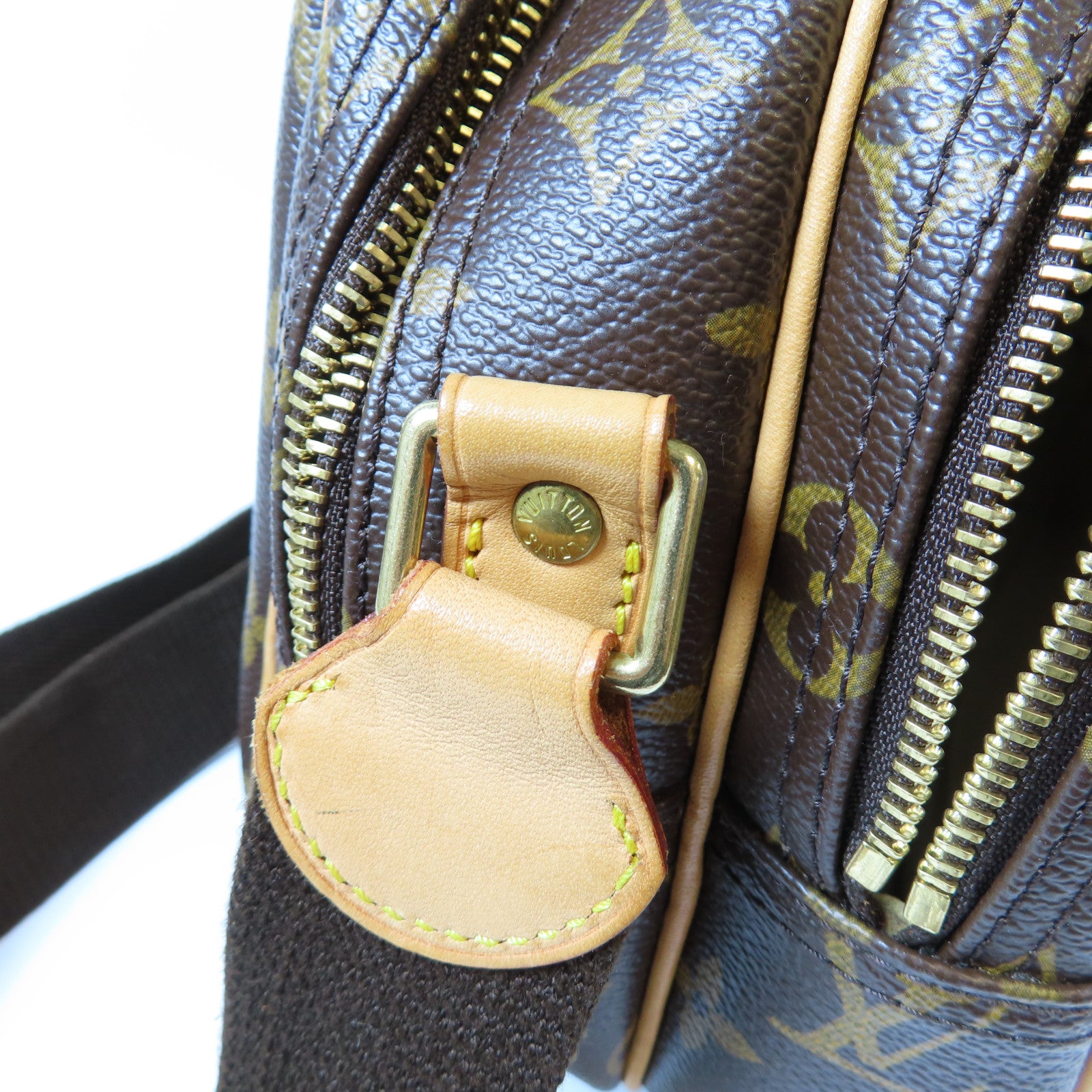 LOUIS VUITTON Monogram Reporter PM金扣肩背袋啡色
