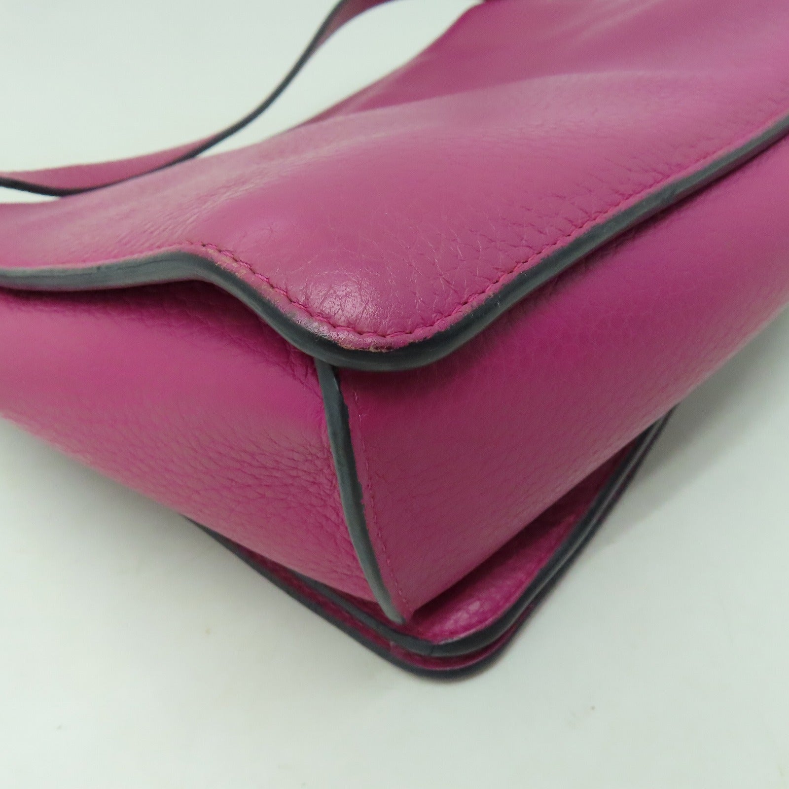 LOEWE 【激減優惠】牛皮皮革Shoulder Bag銀扣肩背袋紫紅色