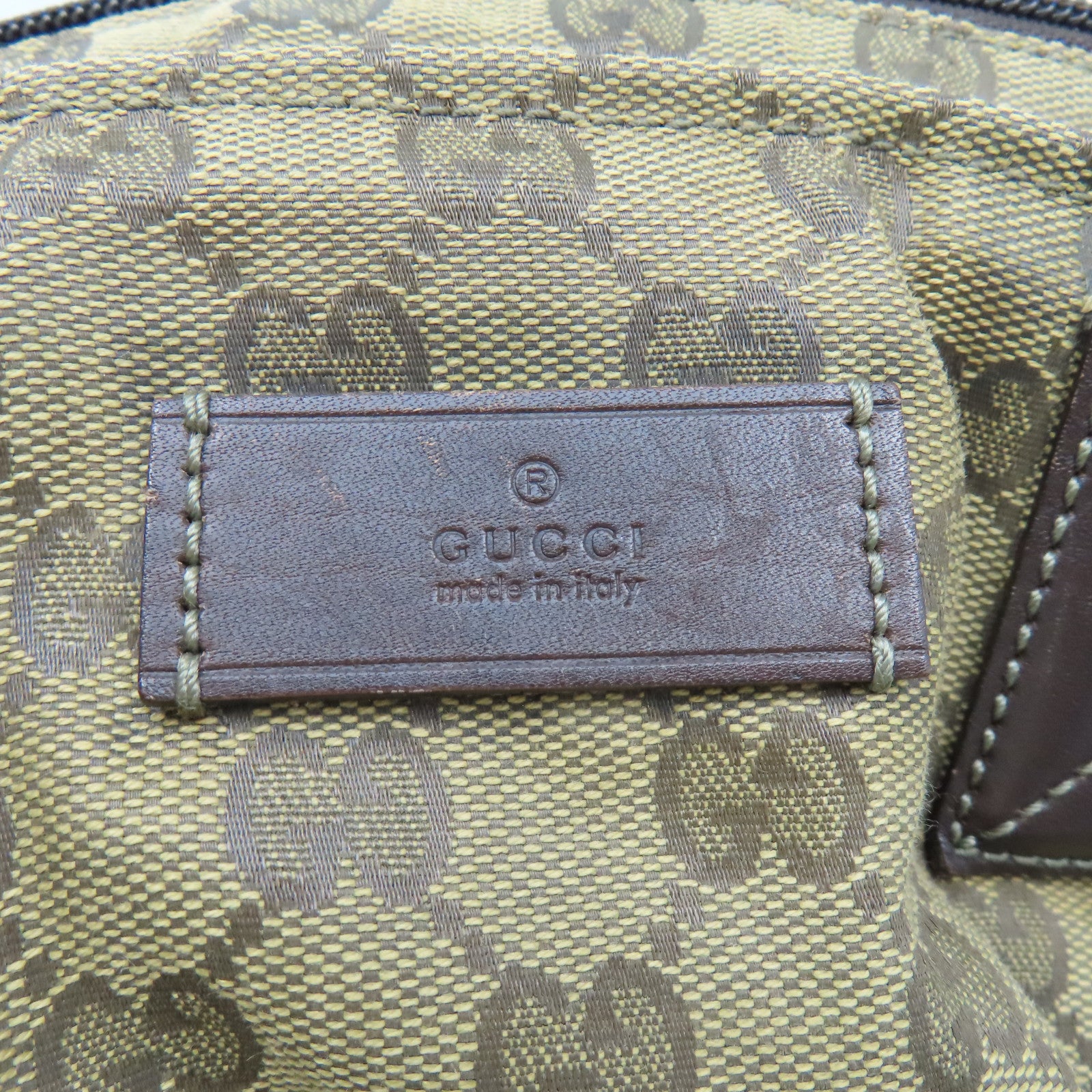 GUCCI 帆布Totebag金扣手挽袋啡色/綠色
