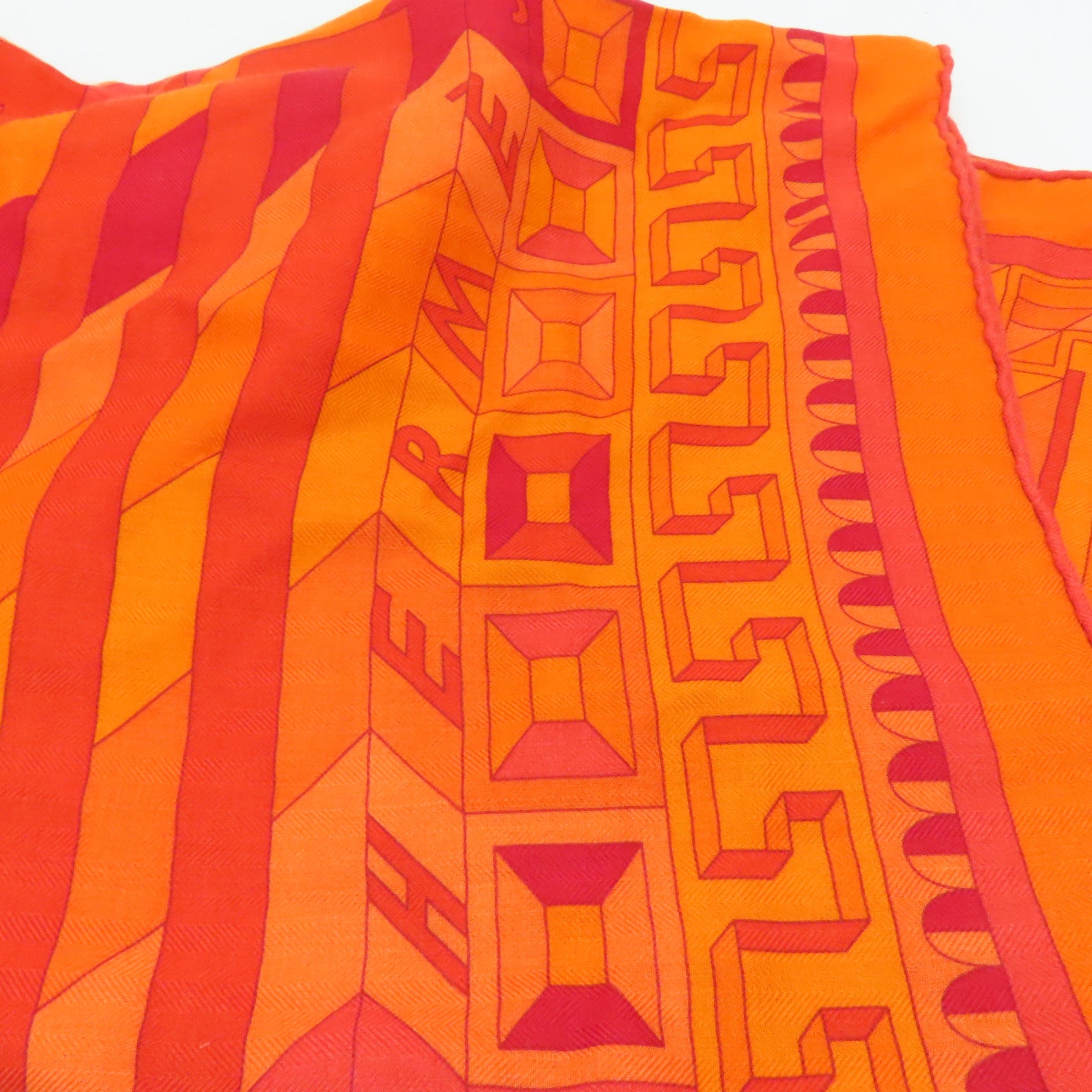 HERMES 羊绒丝质Scarf颈巾橙色