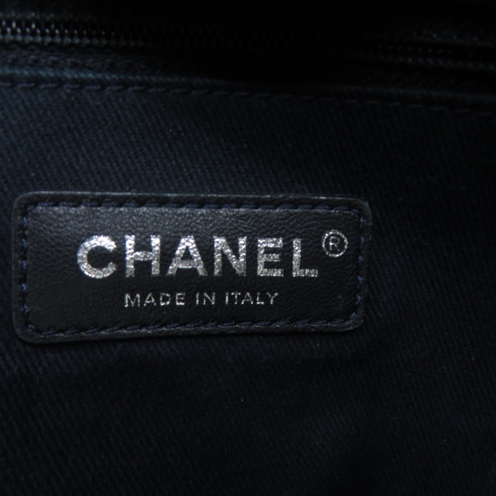 CHANEL 帆布2Way Chain Shoulder Bag銀扣鏈帶手挽肩背兩用袋白色/寶藍色