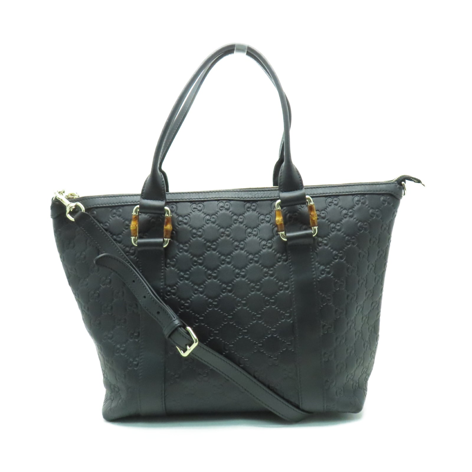 GUCCI 牛皮皮革2 Way Shoulder金扣/銀扣手挽肩背兩用袋黑色