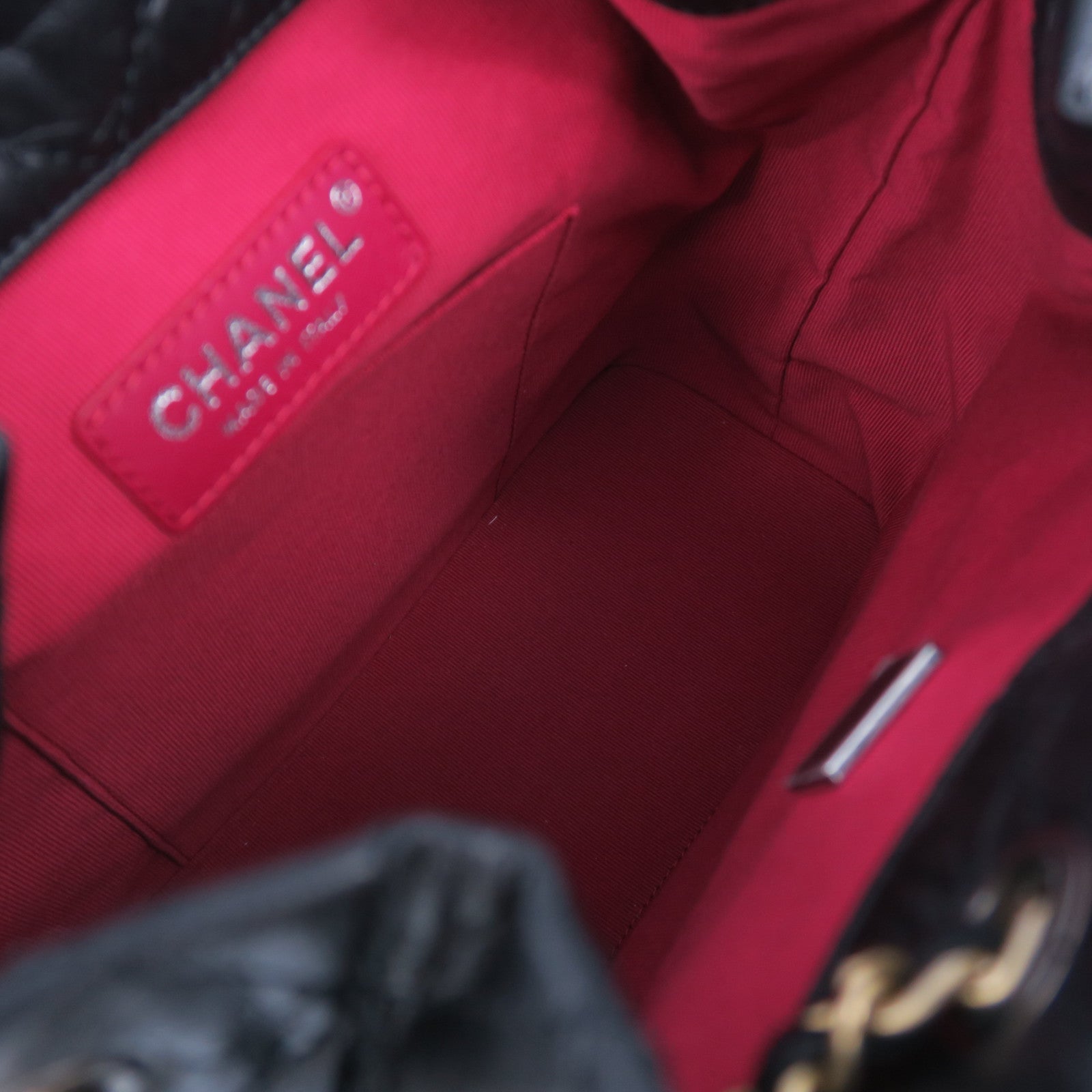 CHANEL 菱格牛皮皮革Gabrielle Backpack银扣链带背包黑色