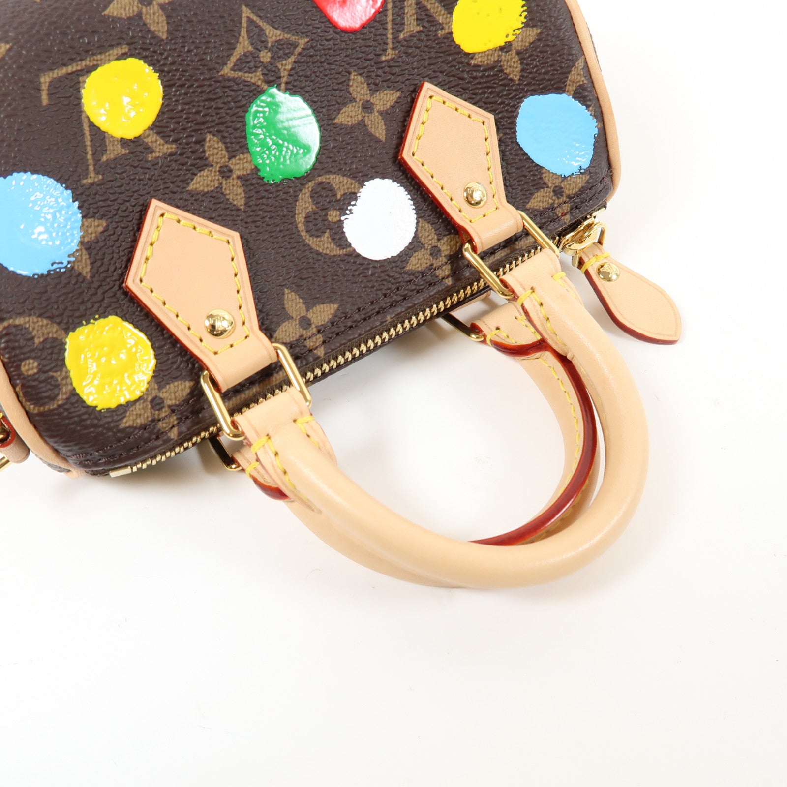 LOUIS VUITTON Monogram LV X YK Nano Speedy金扣手挽肩背兩用袋啡色