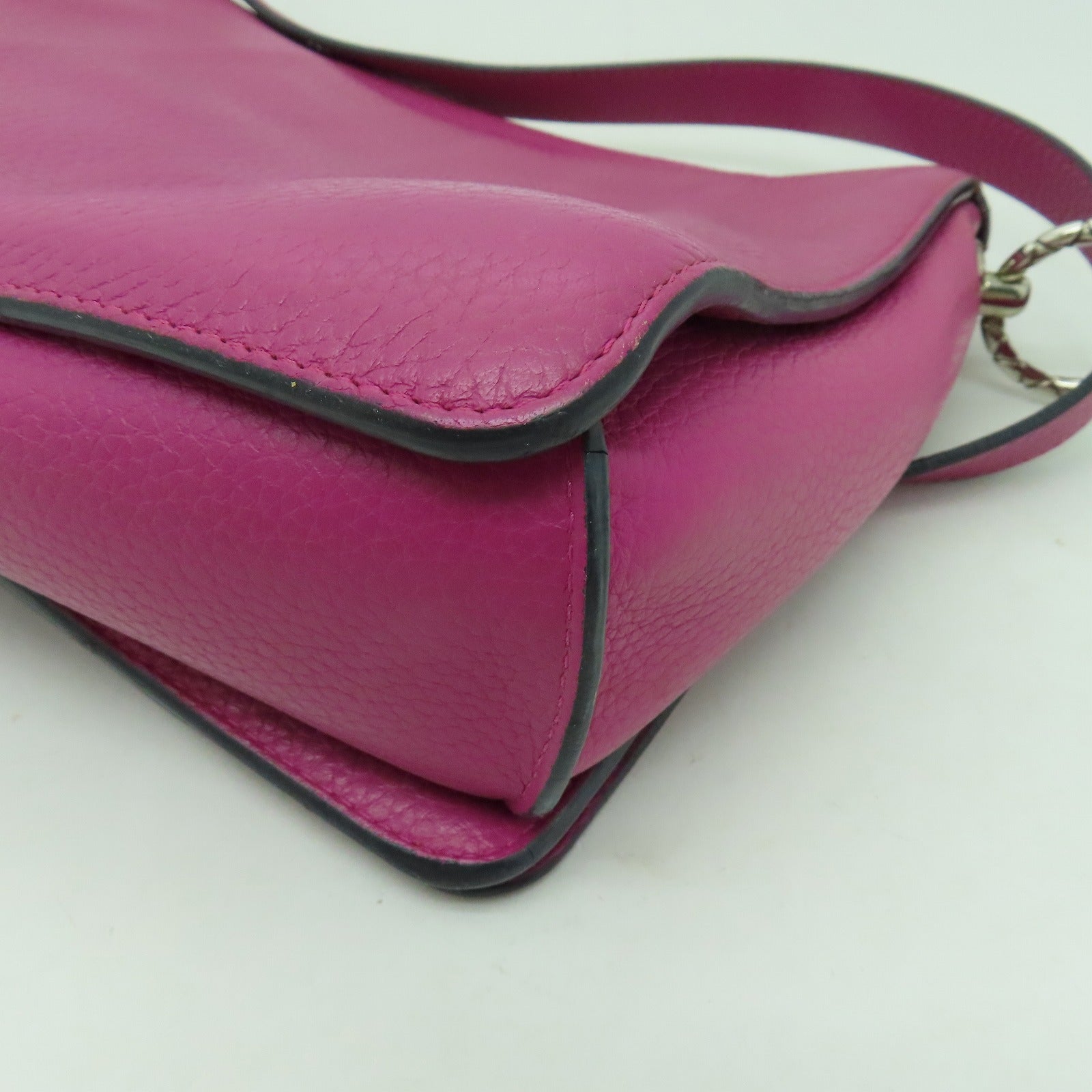 LOEWE 【激減優惠】牛皮皮革Shoulder Bag銀扣肩背袋紫紅色