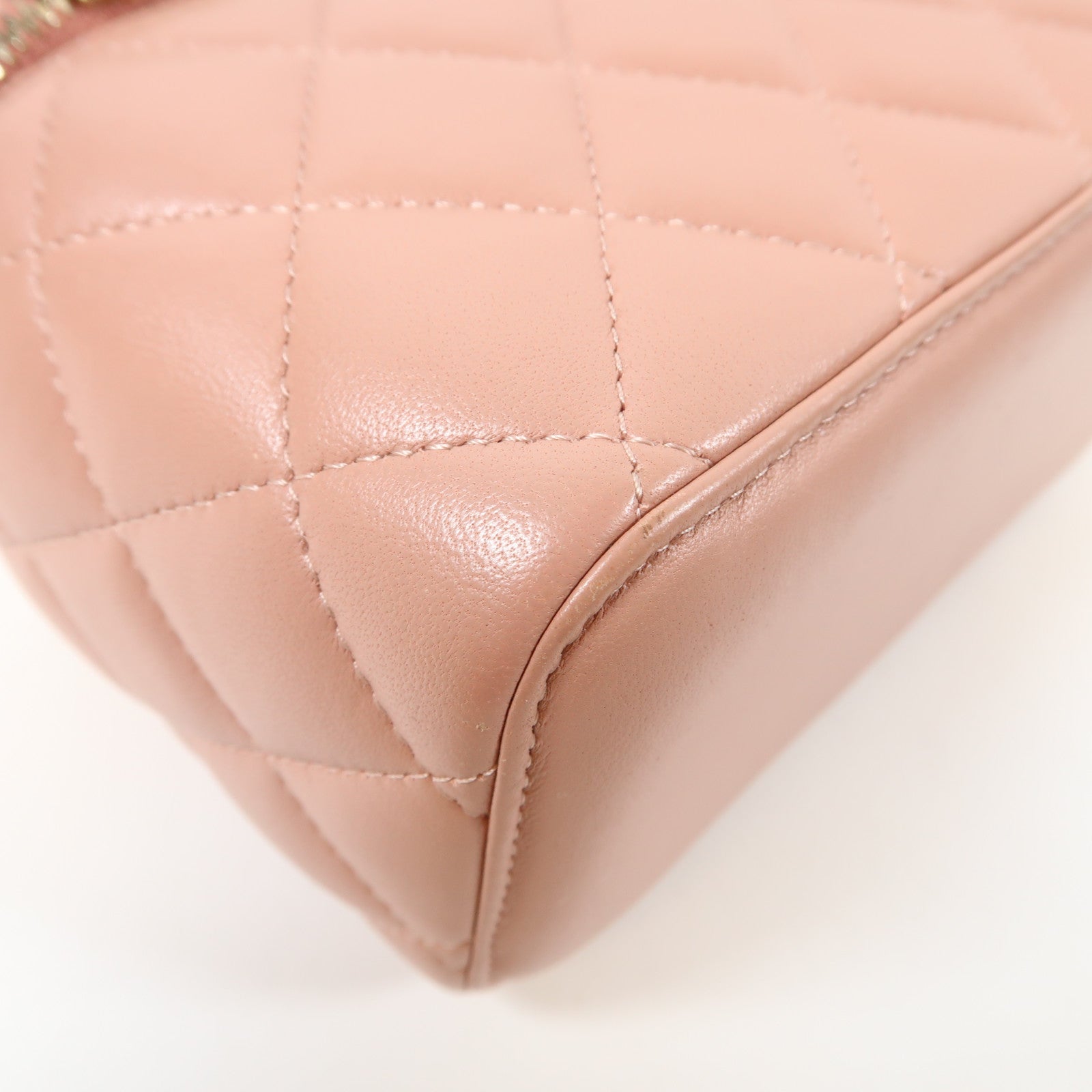 CHANEL 菱格羊皮皮革Chain Shoulder Bag金扣鏈帶肩背袋粉紅色