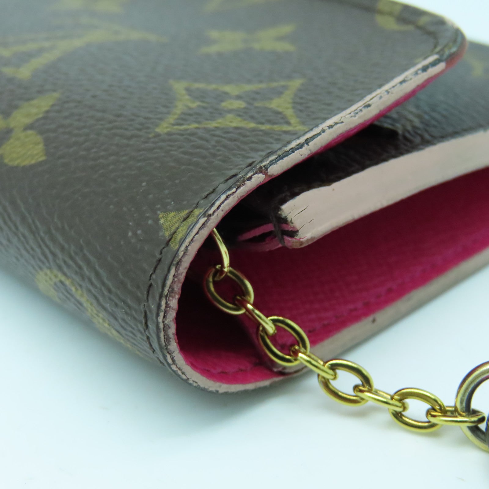 LOUIS VUITTON Monogram Emilie Wallet Gold Buckle Long Wallet Brown
