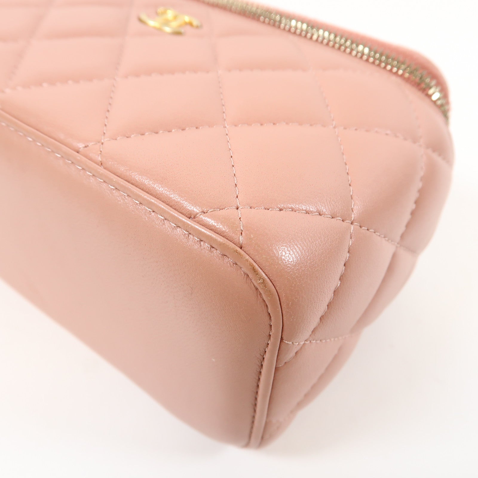 CHANEL 菱格羊皮皮革Chain Shoulder Bag金扣鏈帶肩背袋粉紅色